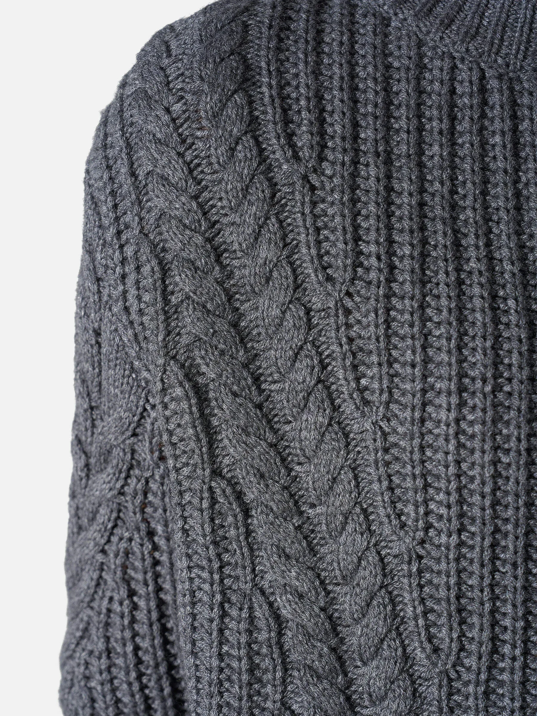 Merino Wollen Kabel Trui Brexton Grijs