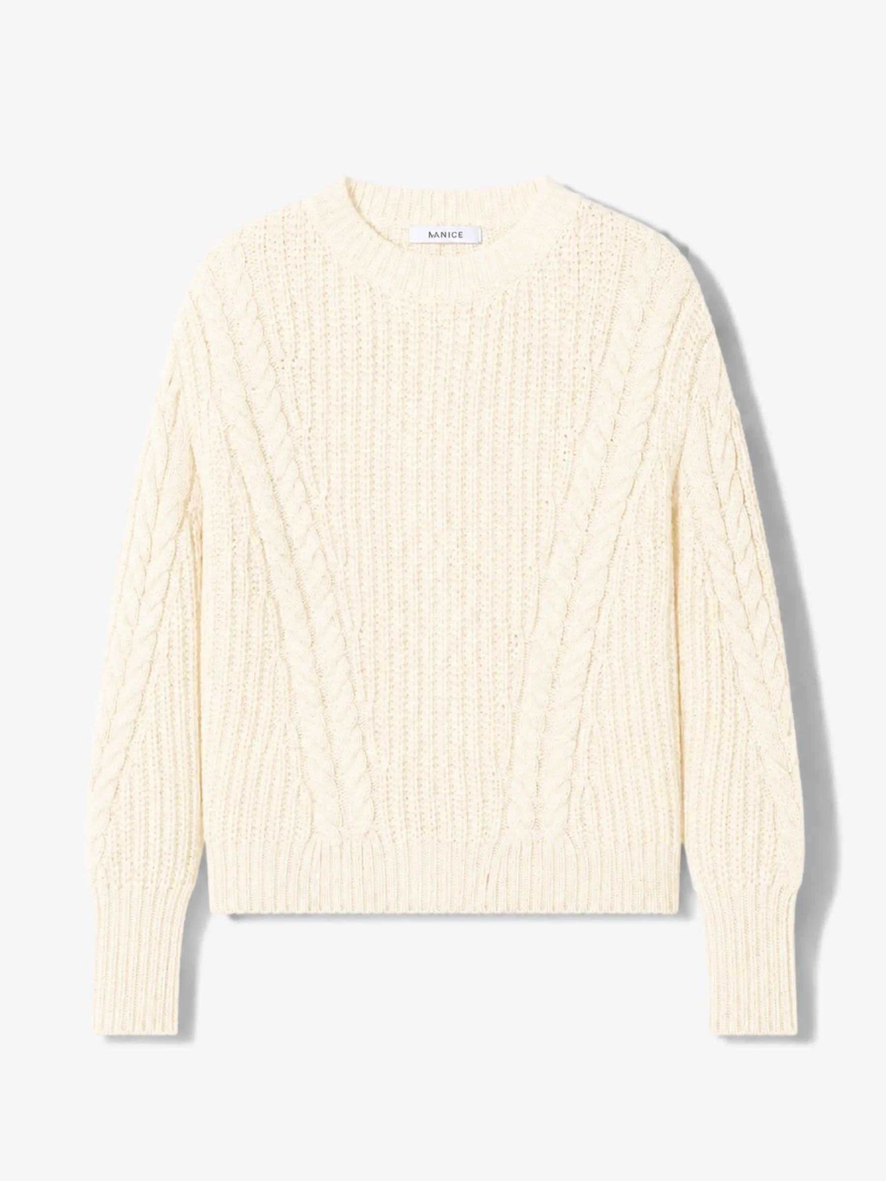 Merino Wollen Kabel Trui Brexton Off White