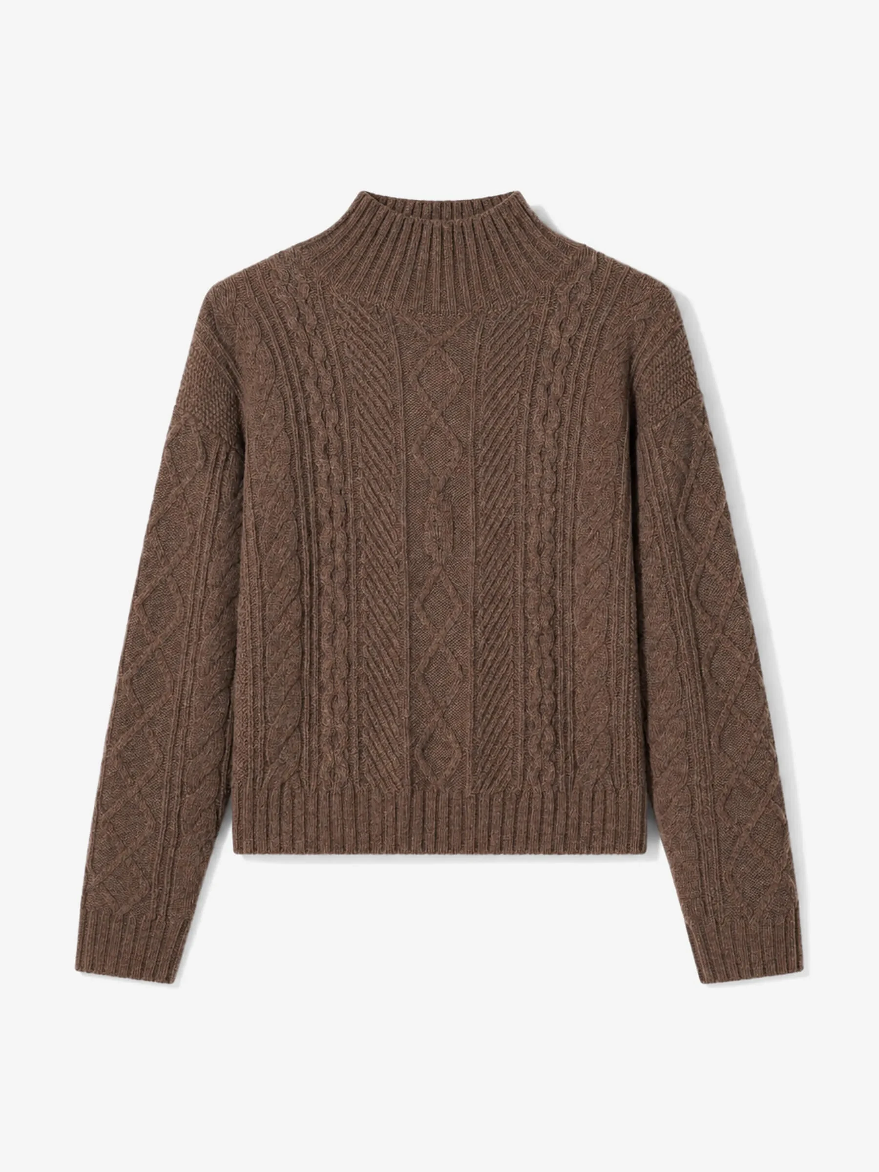 Merino Wollen Kabel Trui Oreon Bruin