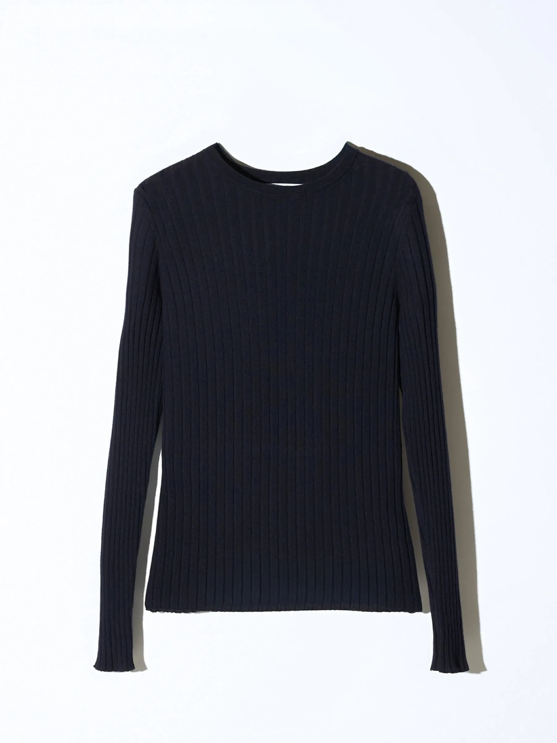 Merino Wollen Rib Truitje Lange Mouw Lyle Blauw
