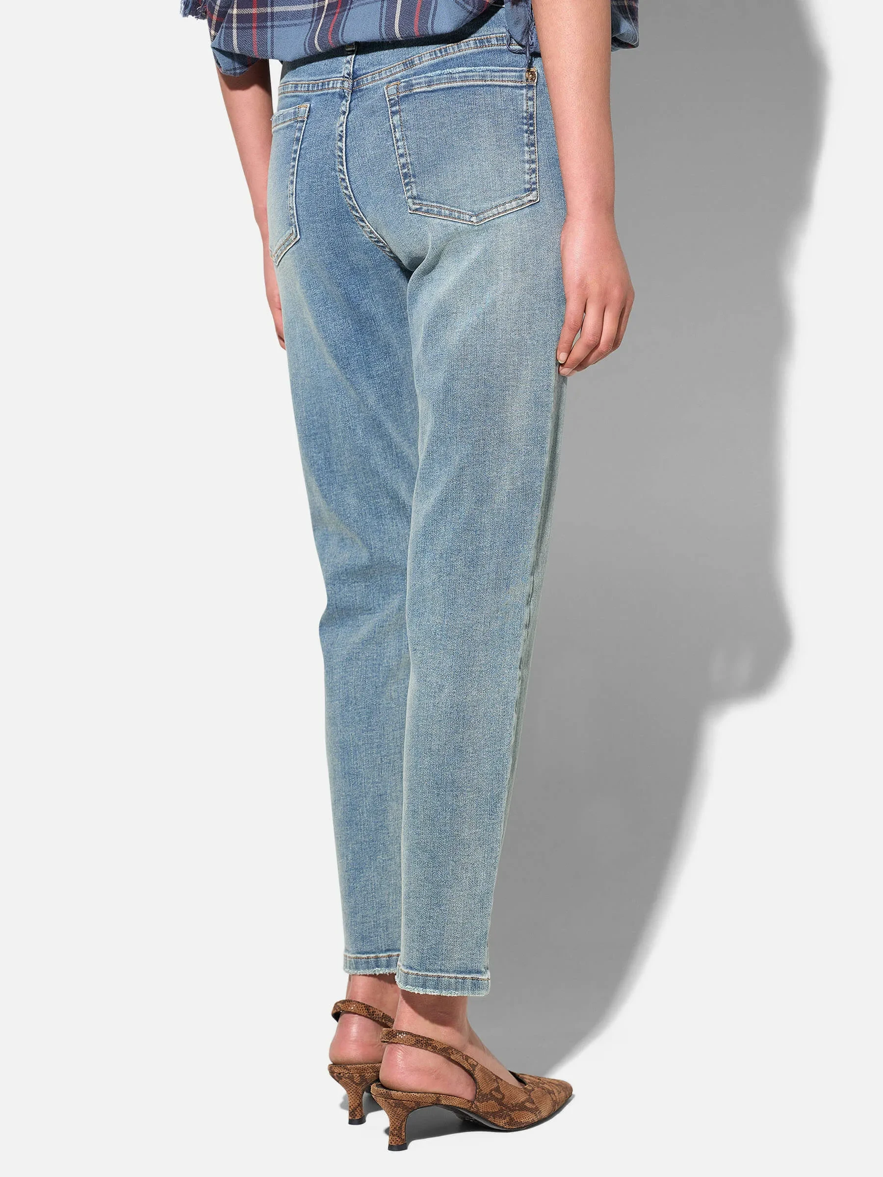Mom Jeans Dames Mid Rise Blauw Cooper 114