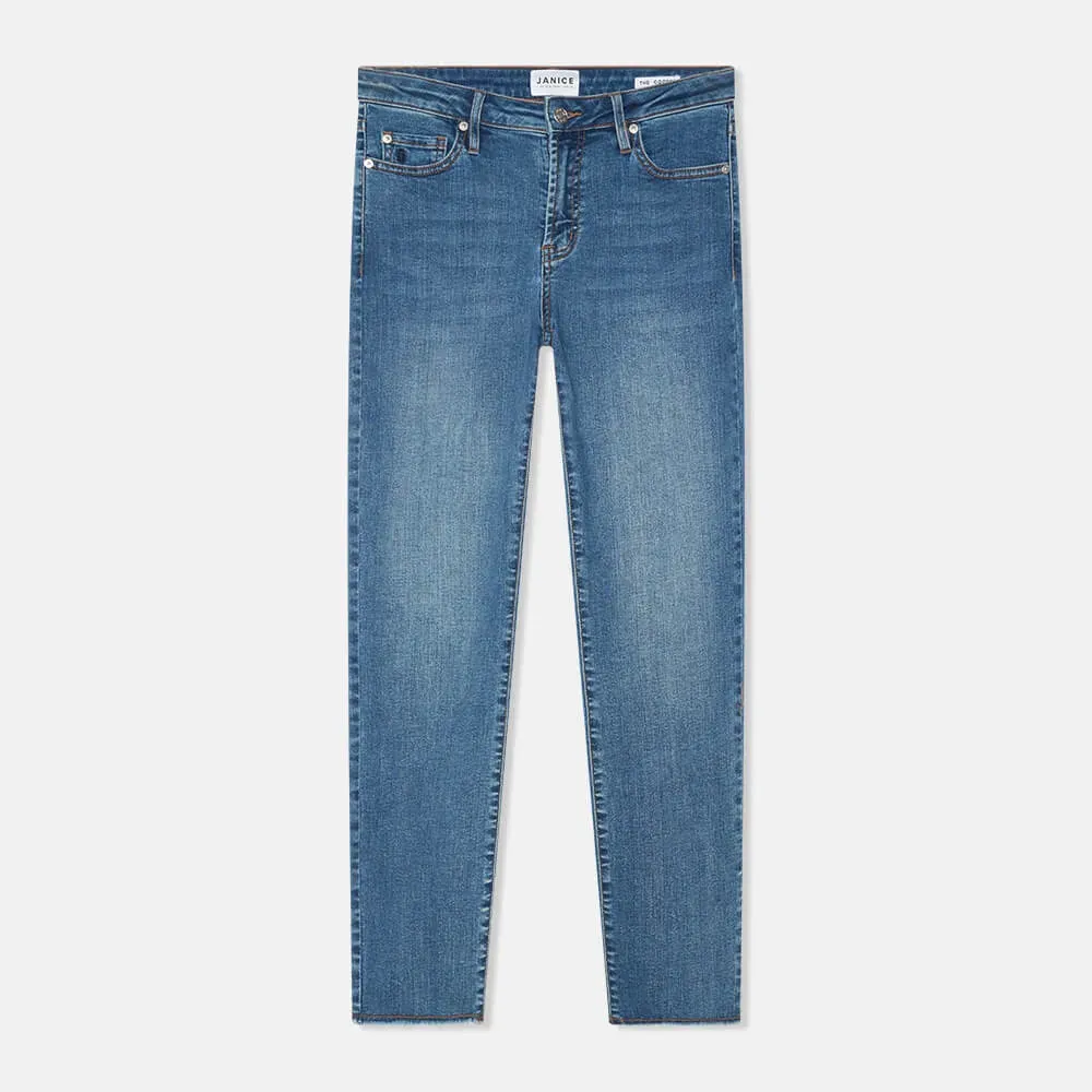 Mom Jeans Dames Stretch Mid Rise Cooper Blauw 932