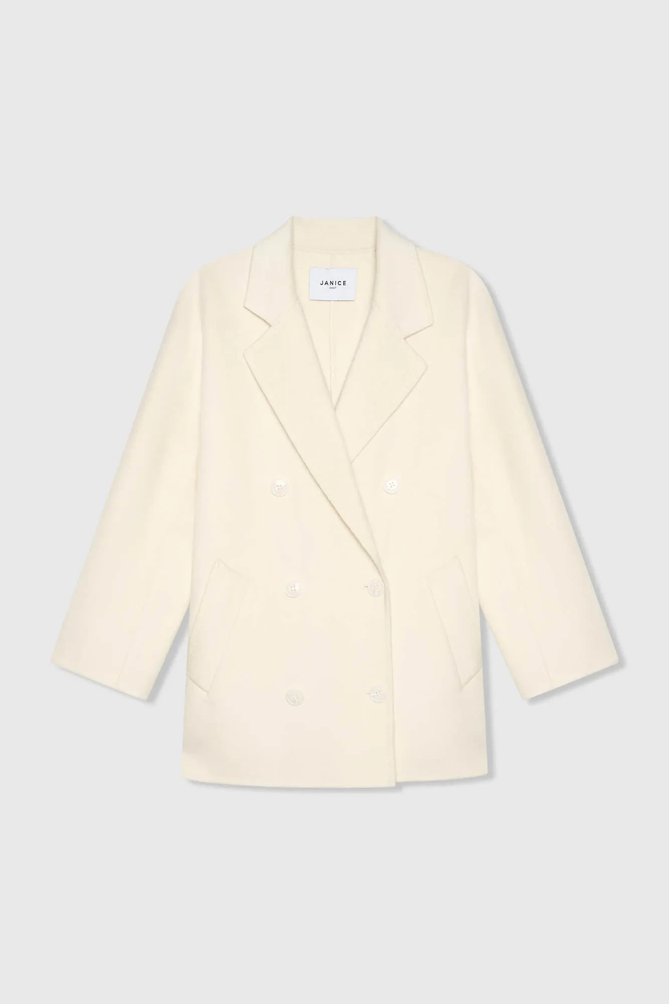 Cashmere Caban Jas Dames Double Face Kennedy Off White