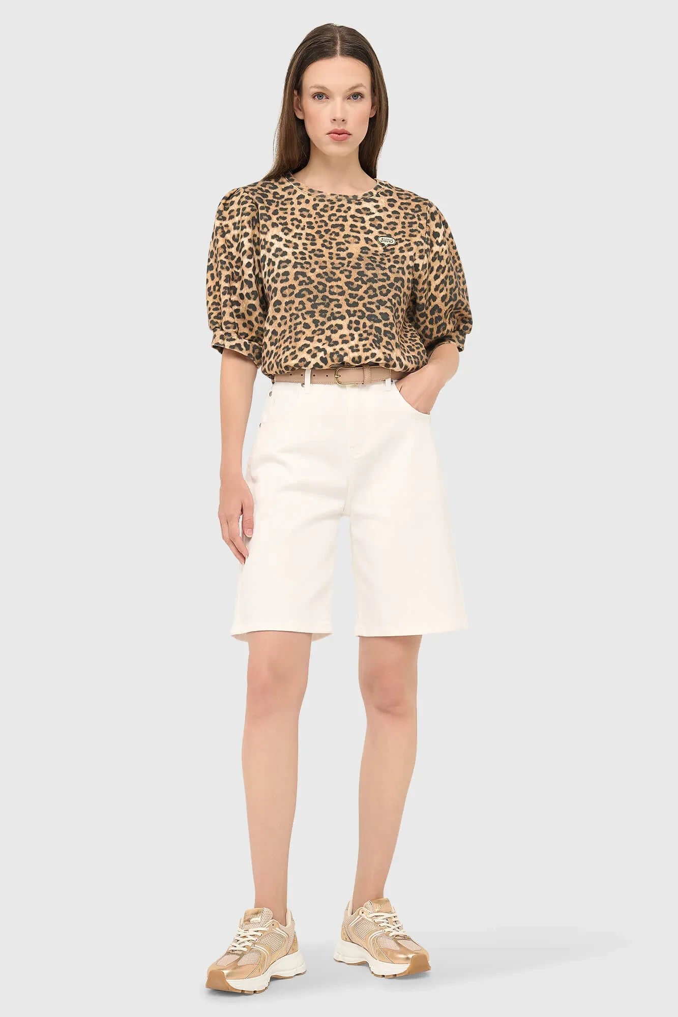 Panterprint Dames Sweater Pof Mouw Katoen Corey