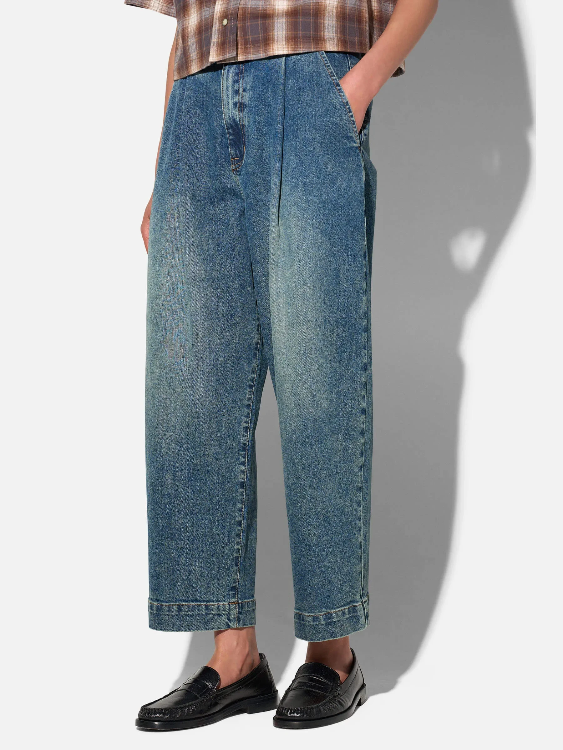 Paperbag Jeans Dames Steekzakken Barrel Balti Blauw 357