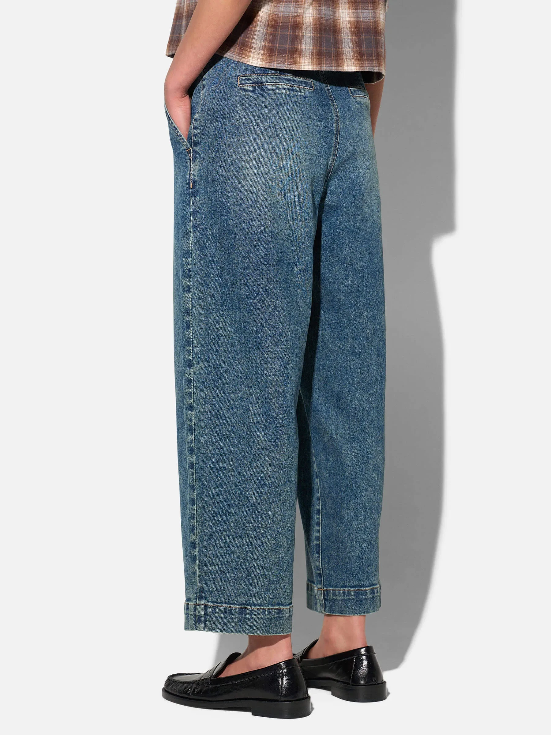 Paperbag Jeans Dames Steekzakken Barrel Balti Blauw 357