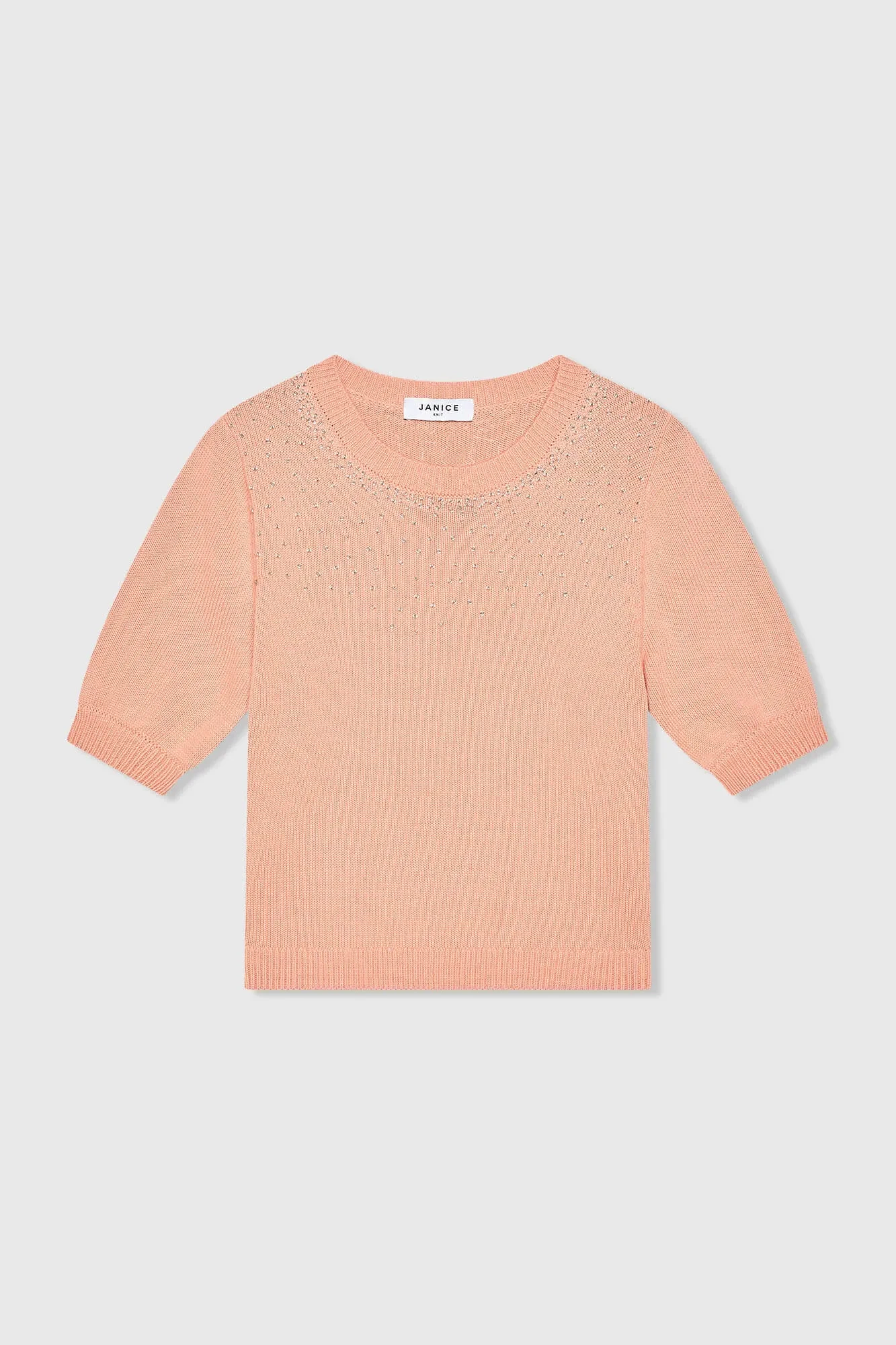 Peach Katoenen Dames Truitje Met Steentjes Barret