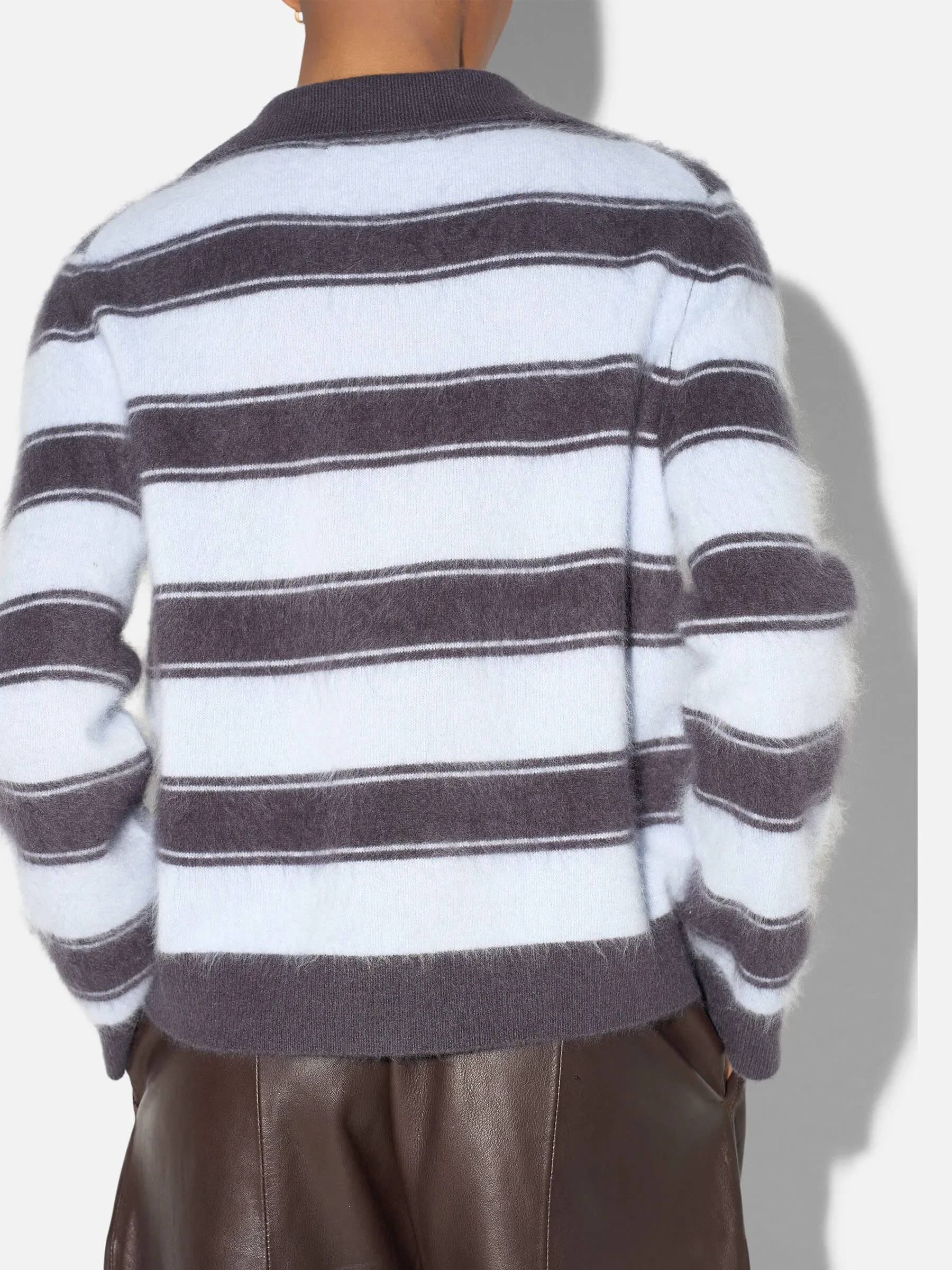 Polo Hals Dames Trui Merino Wol Cashmere Resort Blauw Strepen