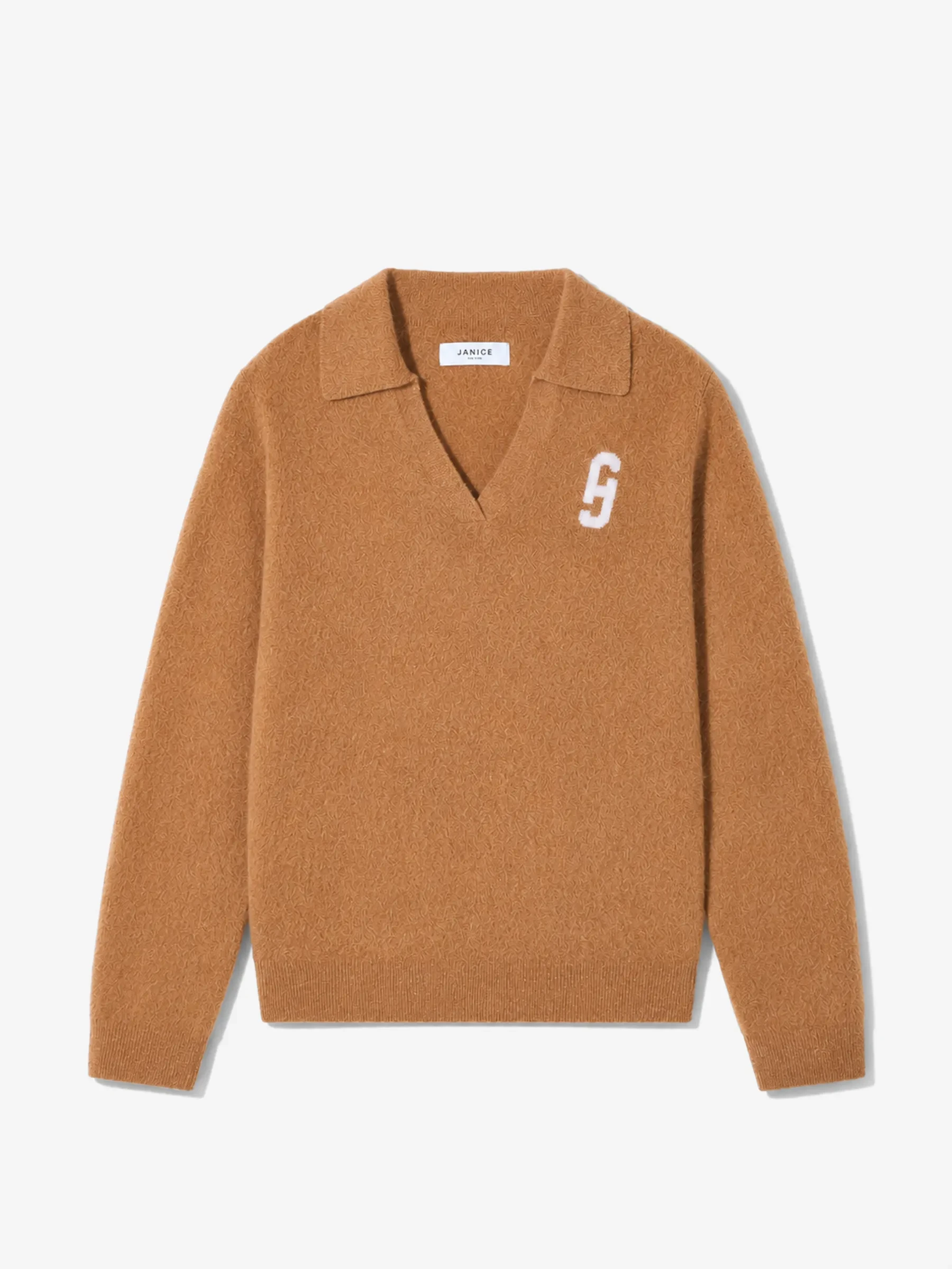 Polo Hals Dames Trui Merino Wol Cashmere Resort Camel