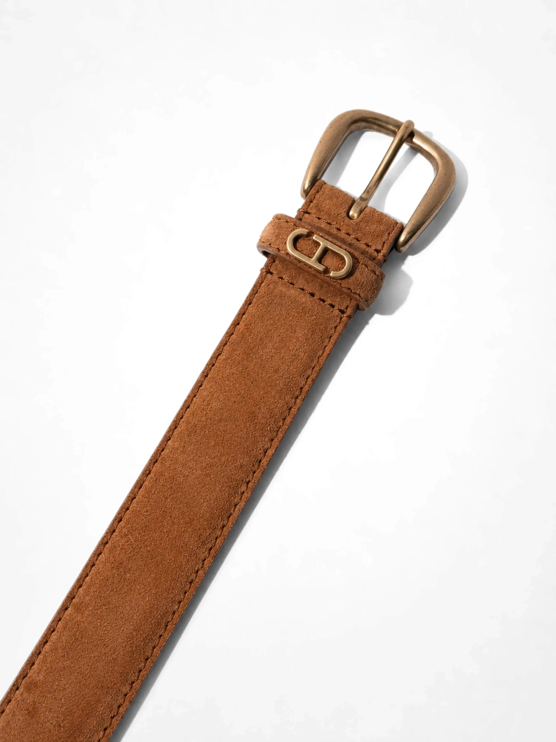 Riem Leer Dames Cognac Malone Brass Suede