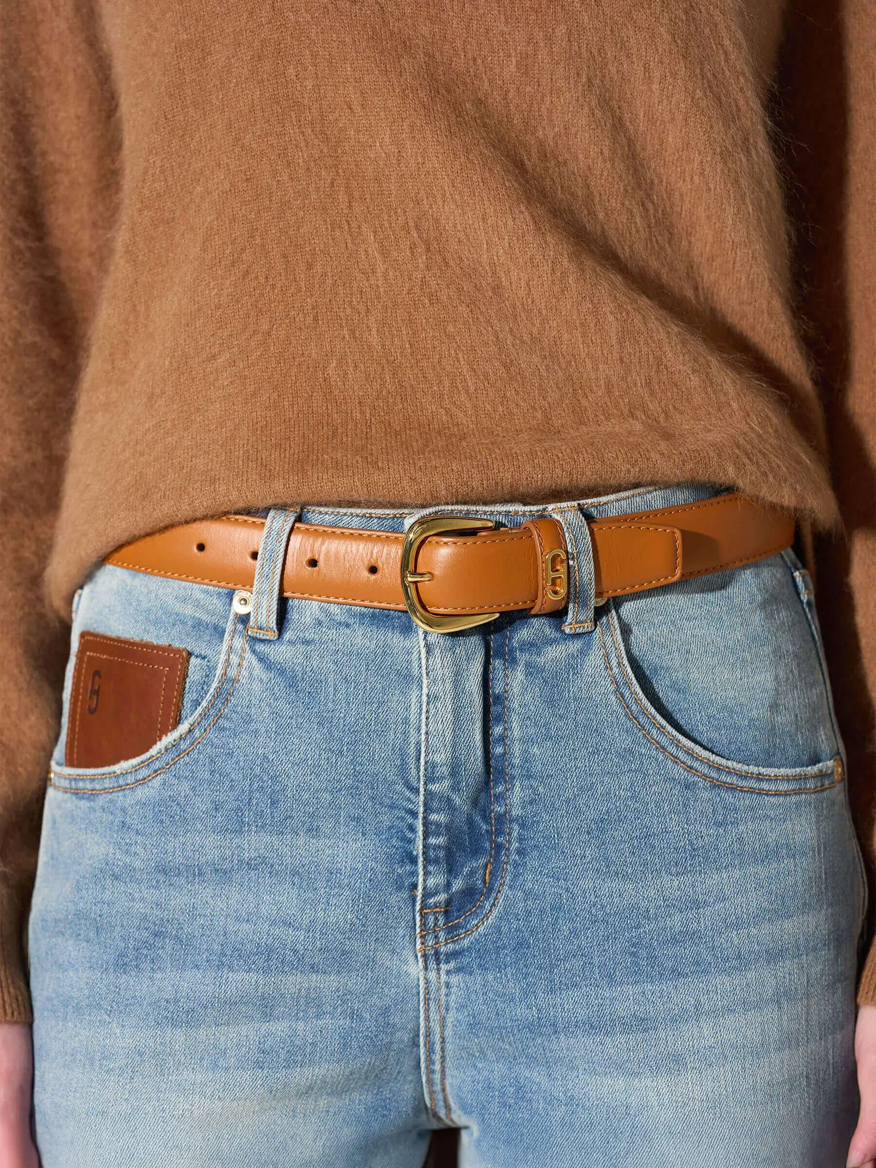 Riem Leer Dames Cognac Malone Goud
