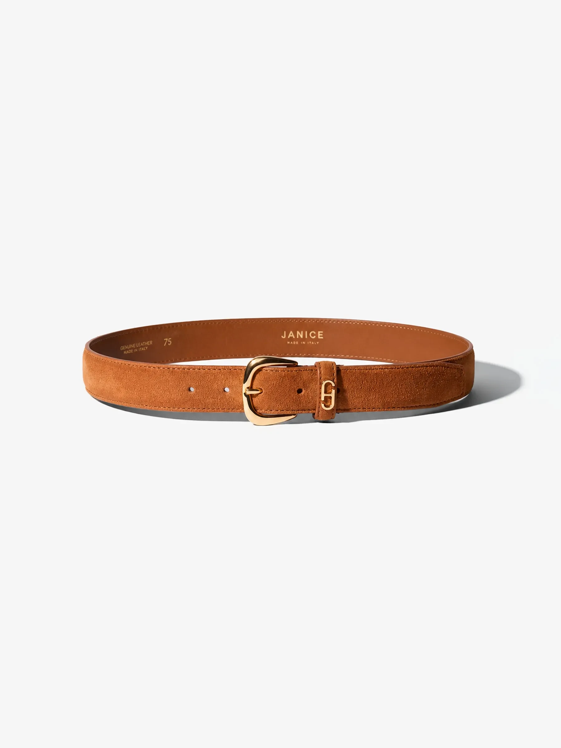Riem Leer Dames Cognac Malone Goud Suede