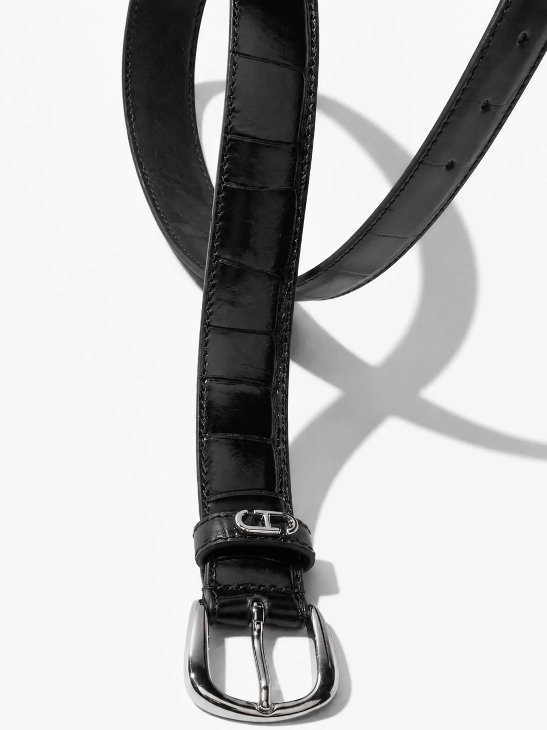 Riem Leer Dames Zwart Malone Zilver Croco