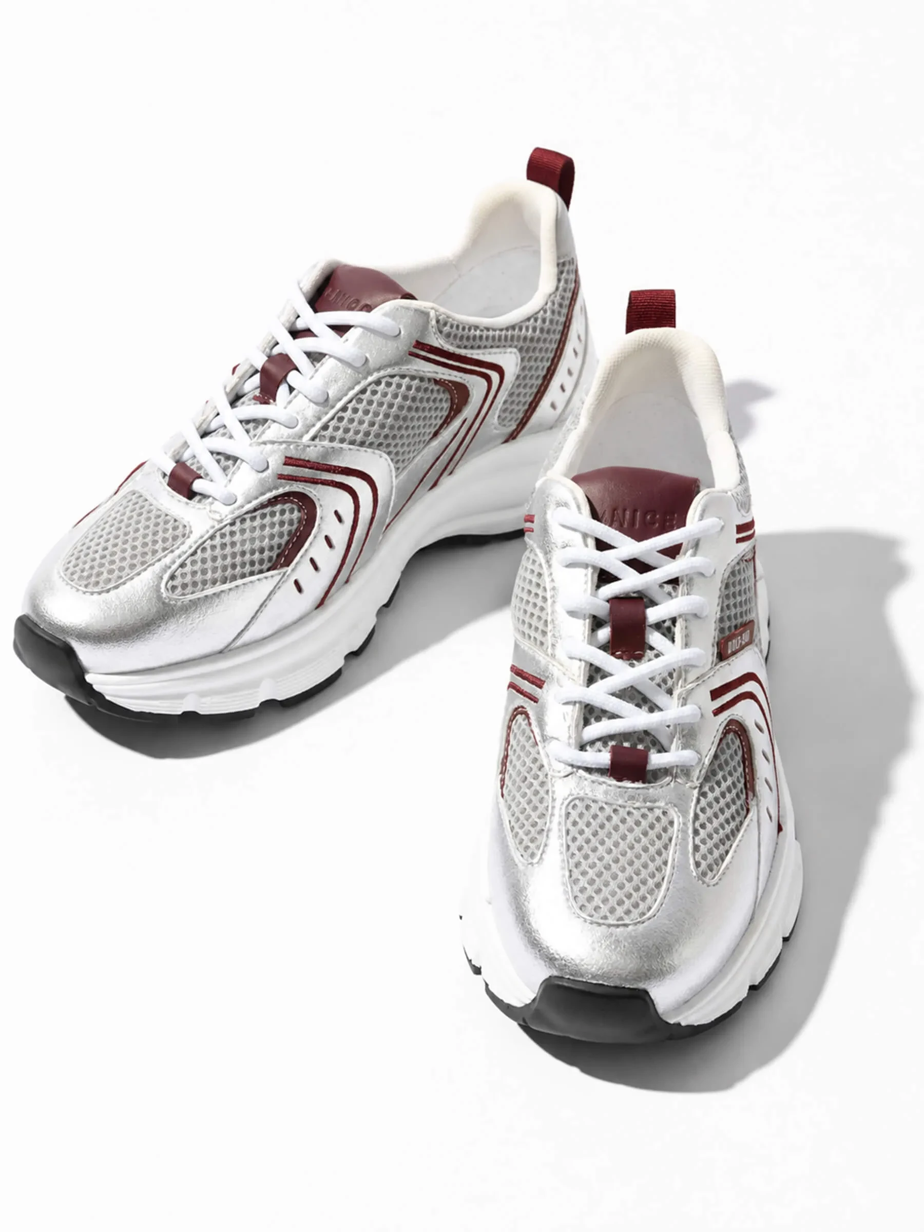 Runner Sneakers Dames Bolt Burgundy Zilver 199