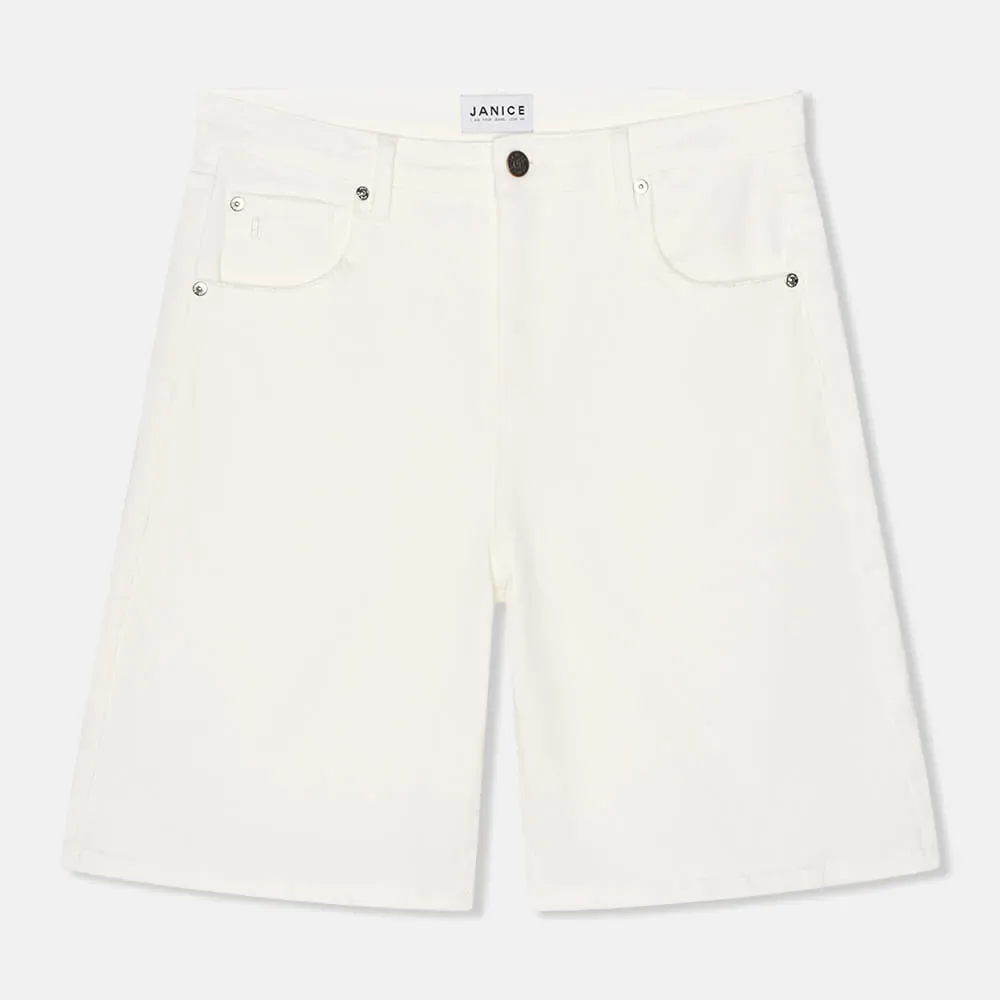 Short Denim Dames Stretch Bo White 183