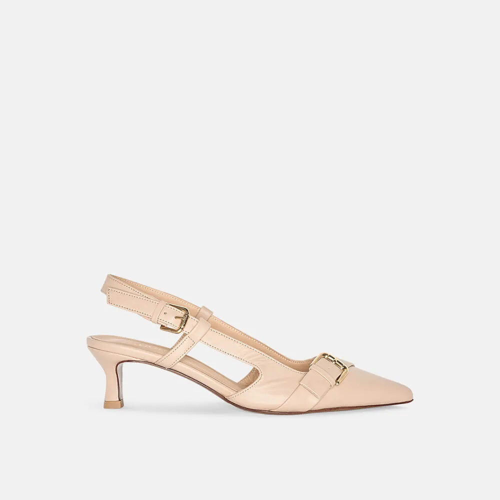 Slingbacks Dames Leer Hakje Beige Elio