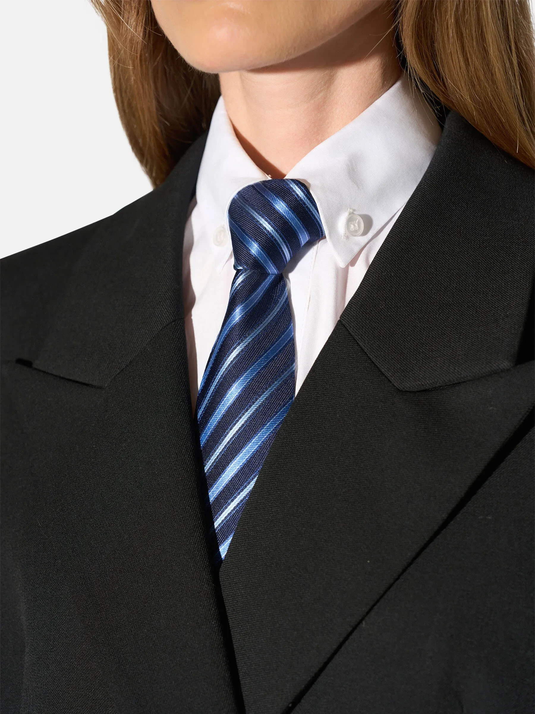 Stropdas Zijde Blauw Strepen Sir