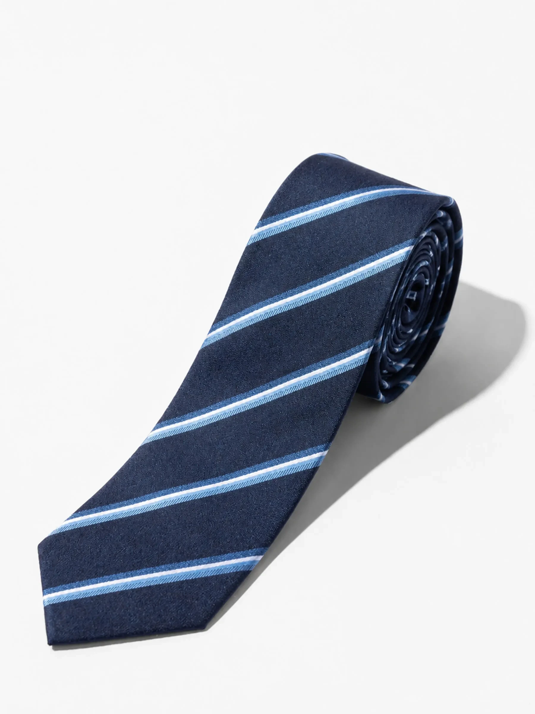 Stropdas Zijde Donker Blauw Strepen Sir