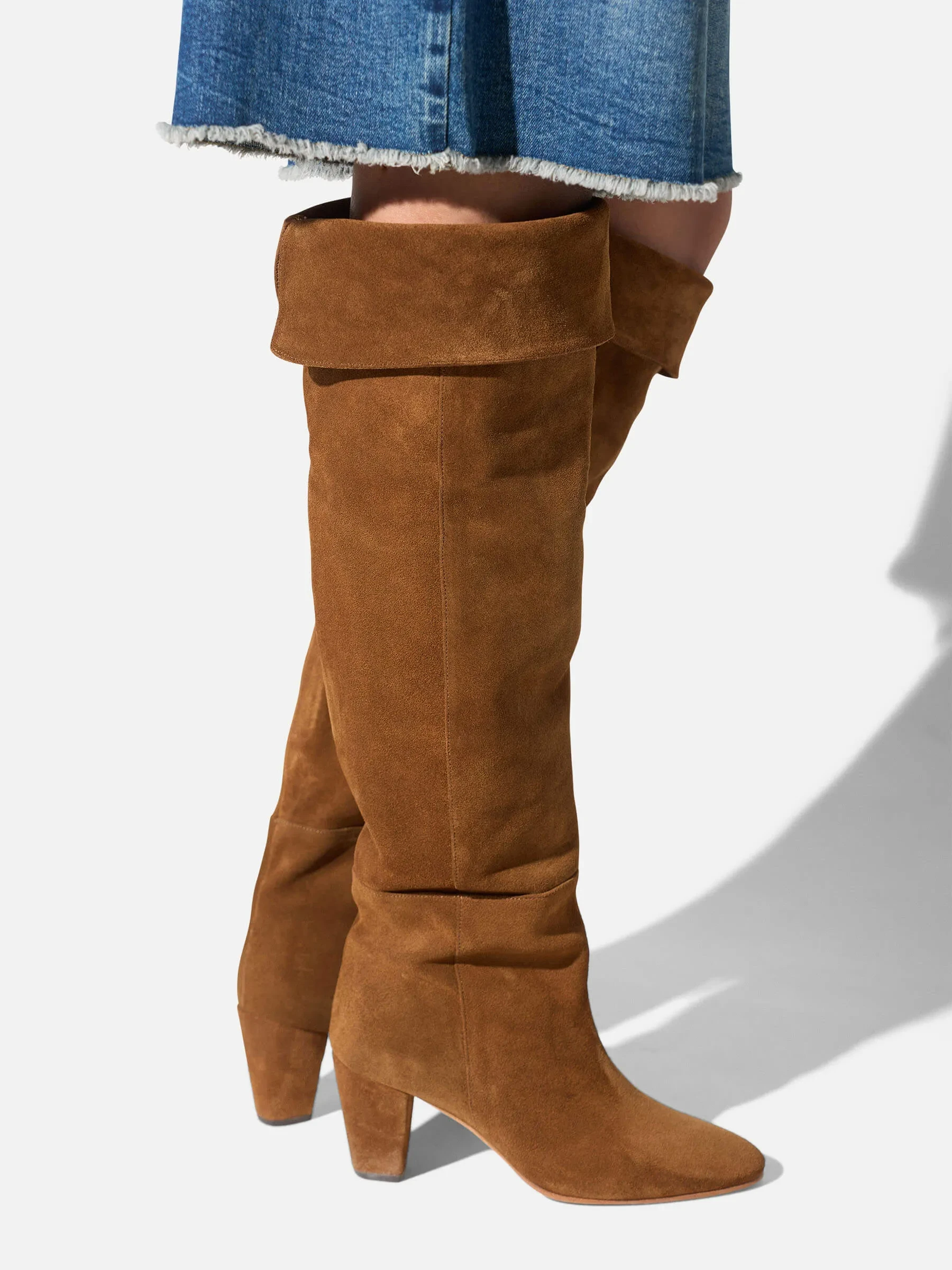 Suede Overknee Laarzen Cody Cognac