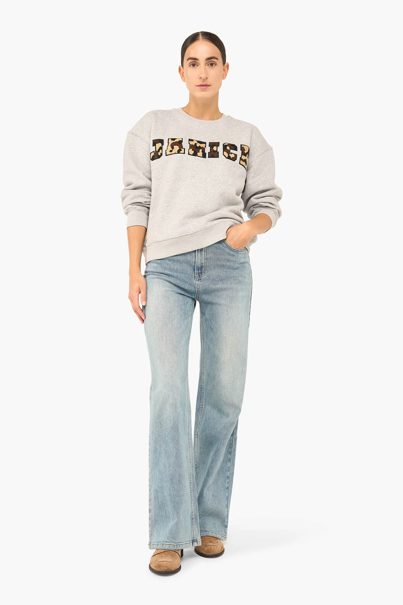 Sweater Dames Katoen Logo Camo Andy Grijs