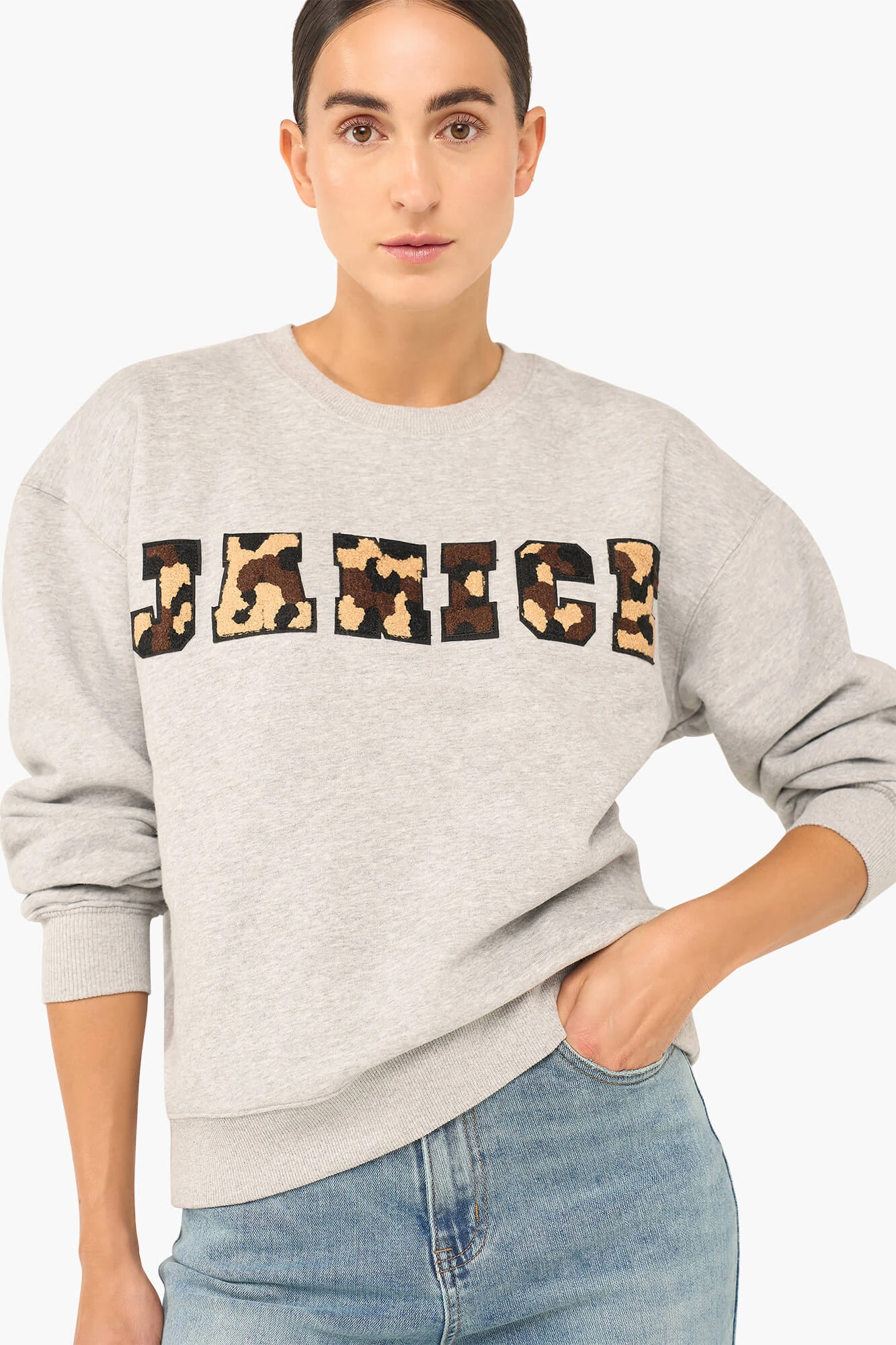 Sweater Dames Katoen Logo Camo Andy Grijs