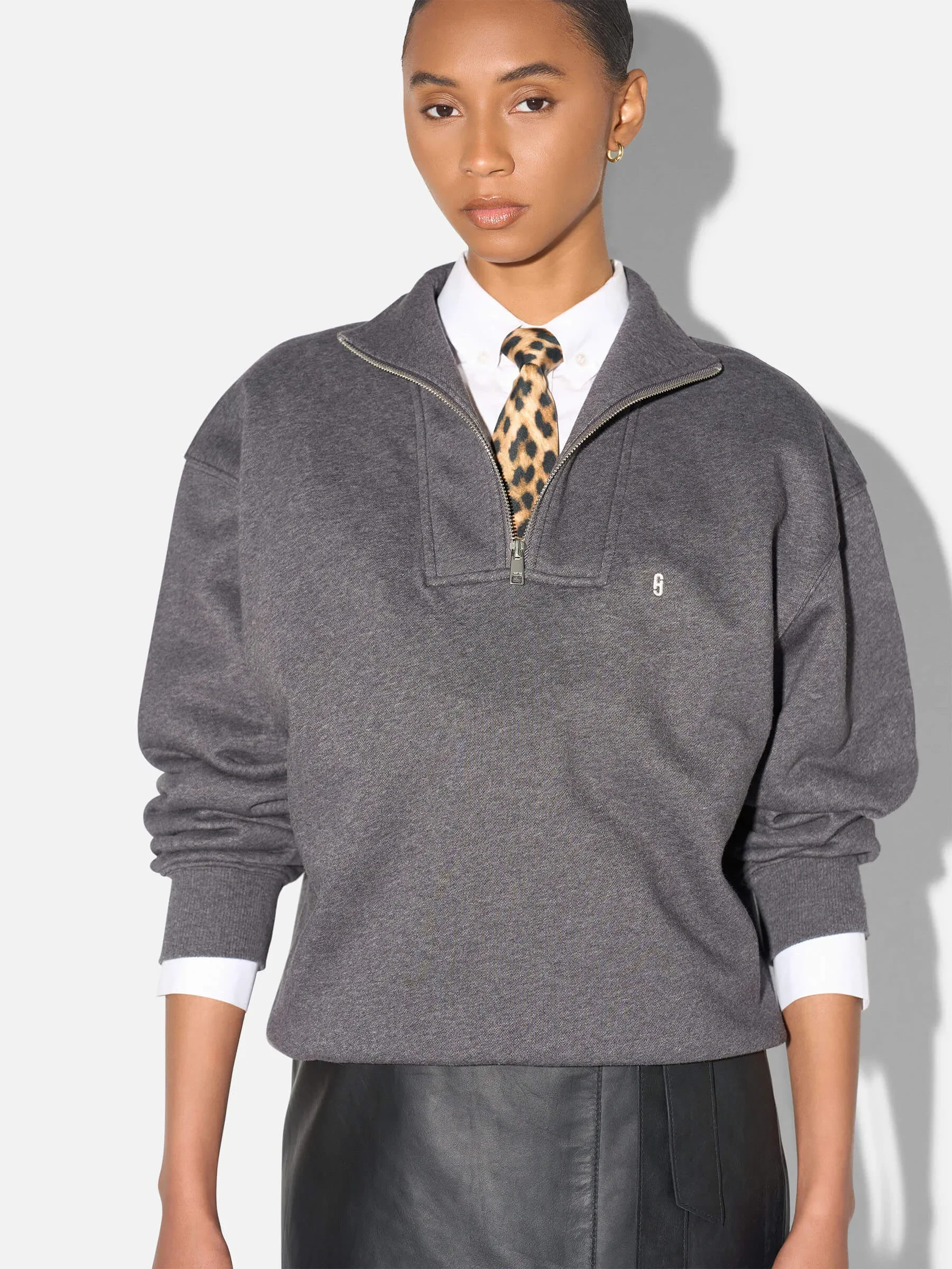 Sweater Dames Rits Casper Donker Grijs