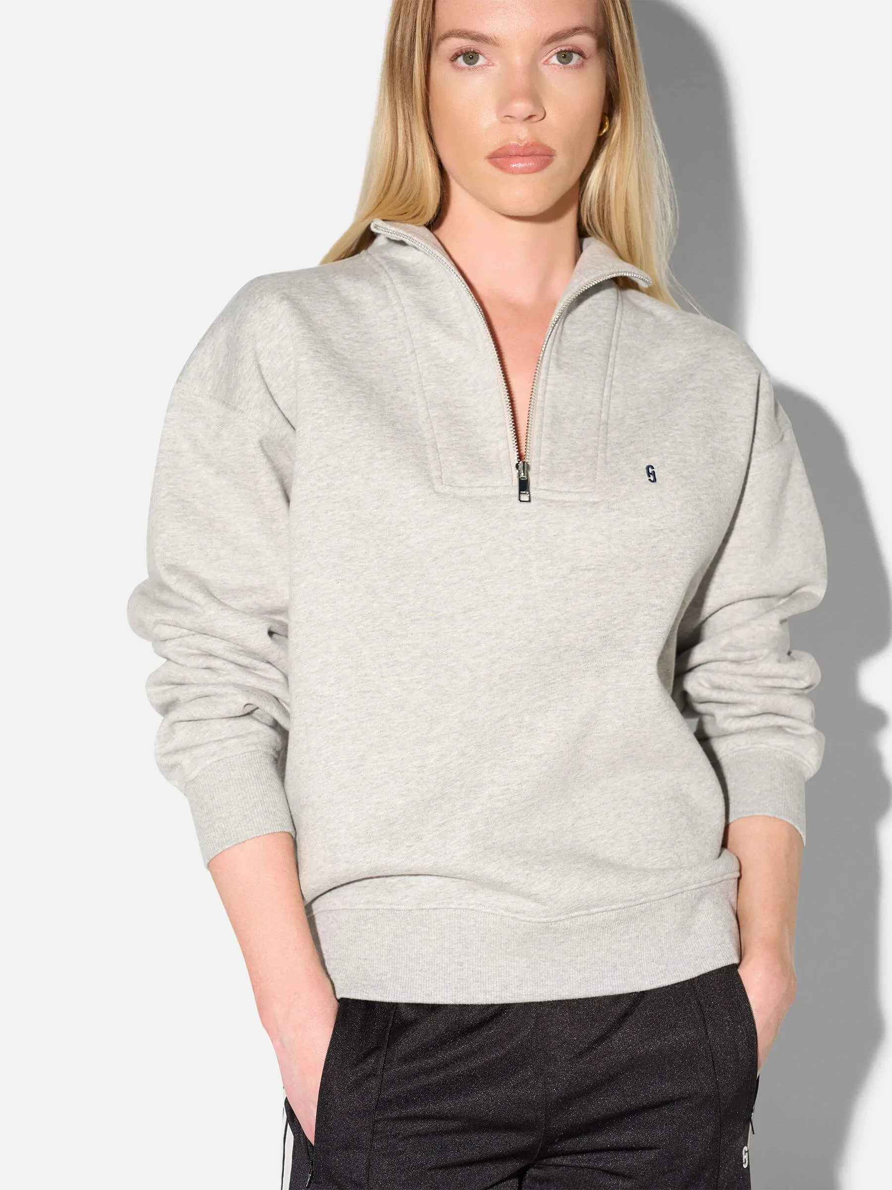 Sweater Dames Rits Casper Licht Grijs