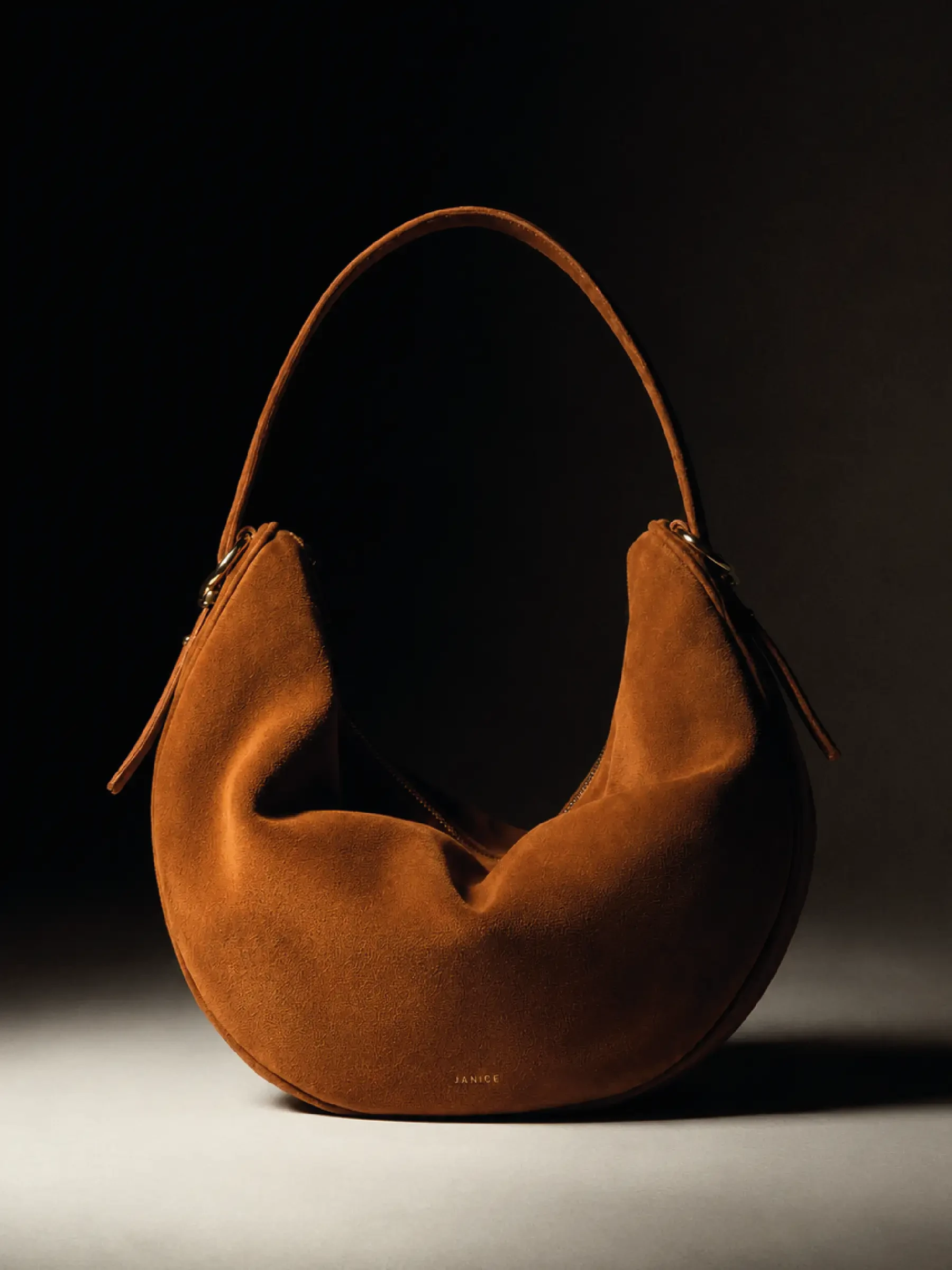 Leren Dames Schoudertas Suede Oregon Cognac