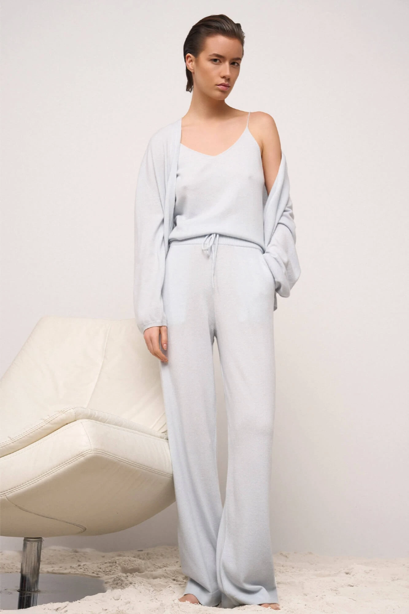 Cashmere Gebreide Tanktop Blane Blauw