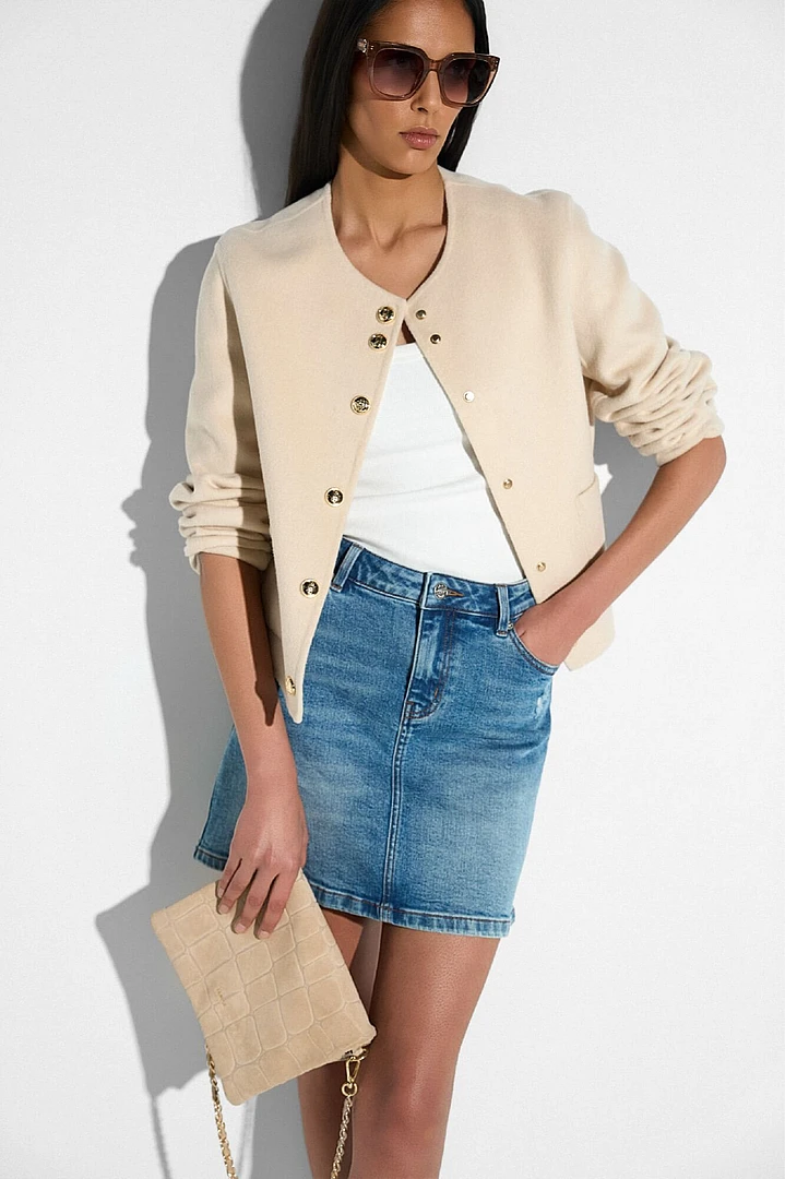 Cashmere Dames Jas Kort Vince Double Face Beige