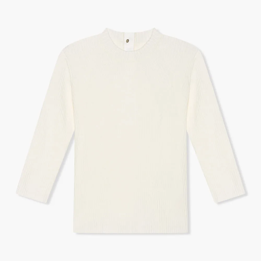 Top Gebreid Viscose Logo Drukker Rug Alec Off White