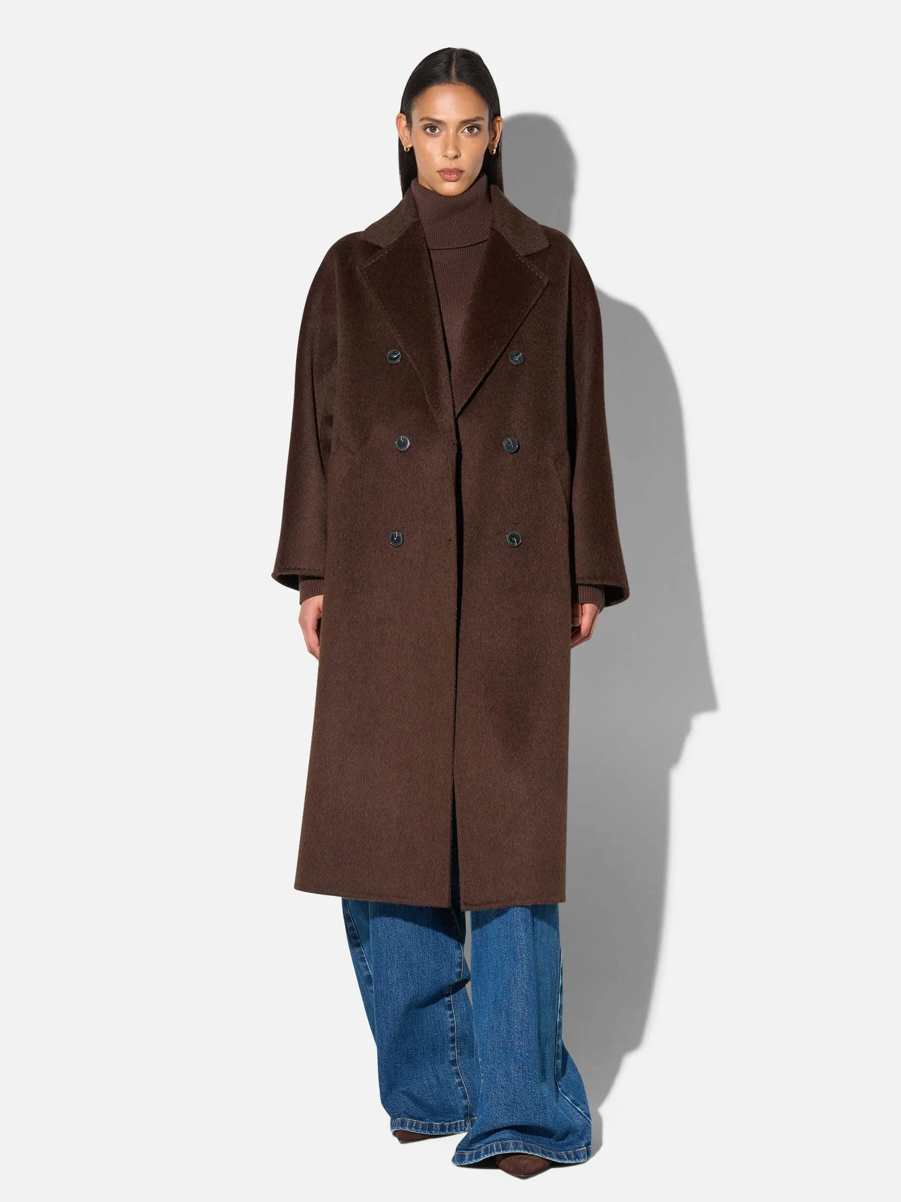 Trench Jas Lang Dames Yak Wol Detroit Bruin