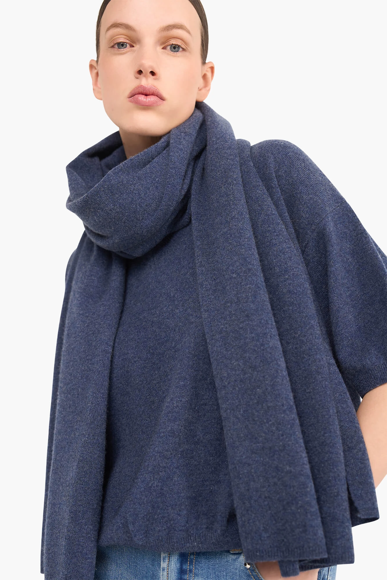 Cashmere Trui Dames Korte Mouw Romeo Blauw