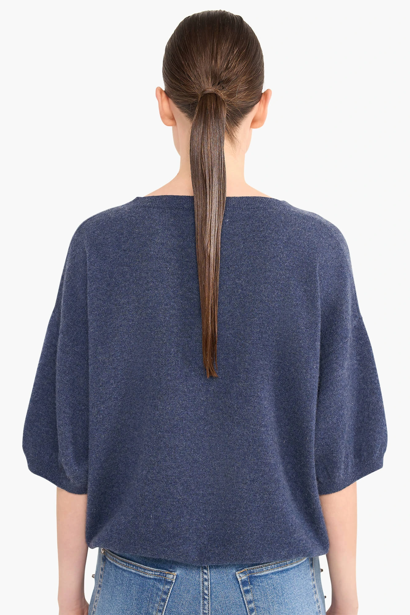 Cashmere Trui Dames Korte Mouw Romeo Blauw