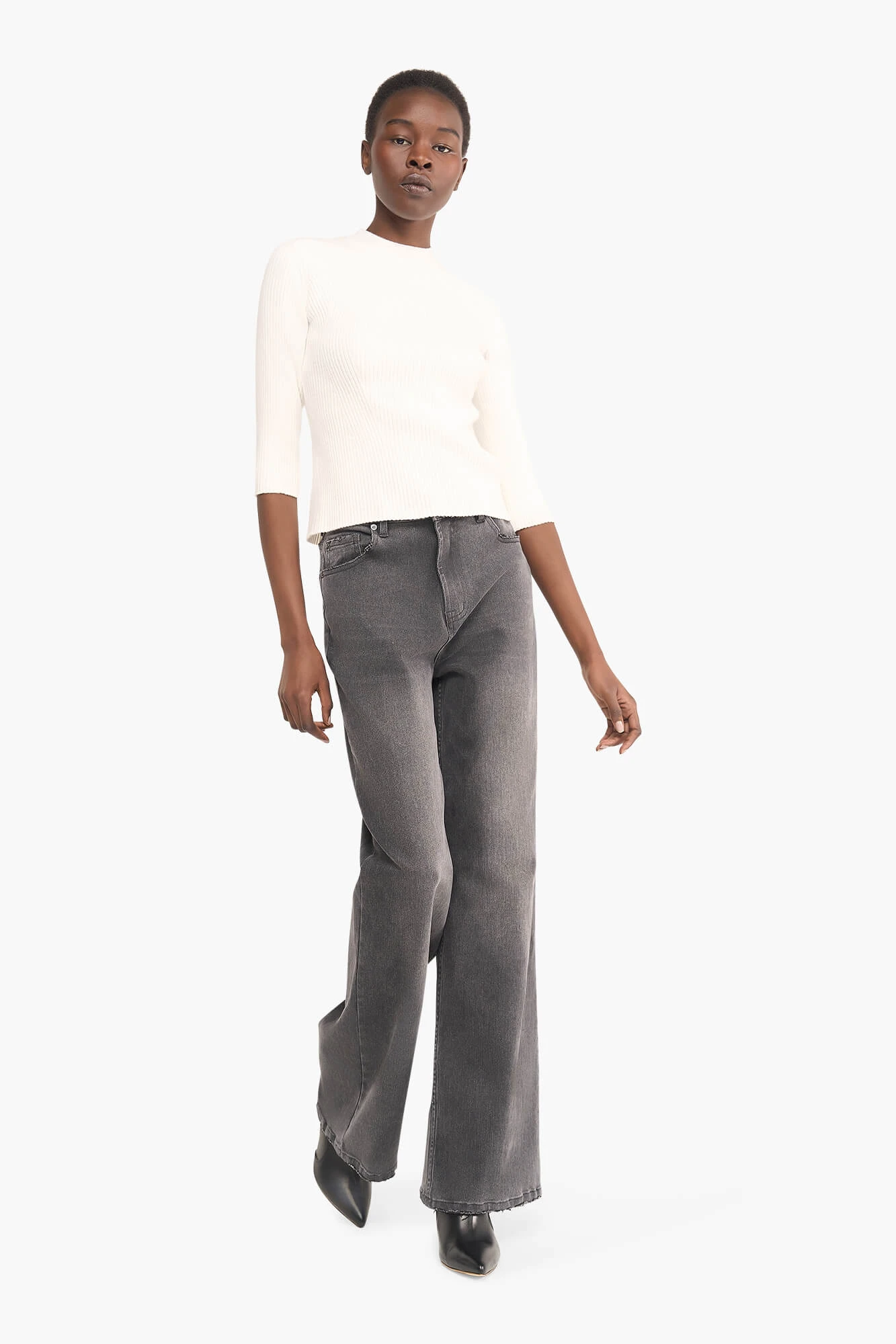 Top Gebreid Viscose Logo Drukker Rug Alec Off White