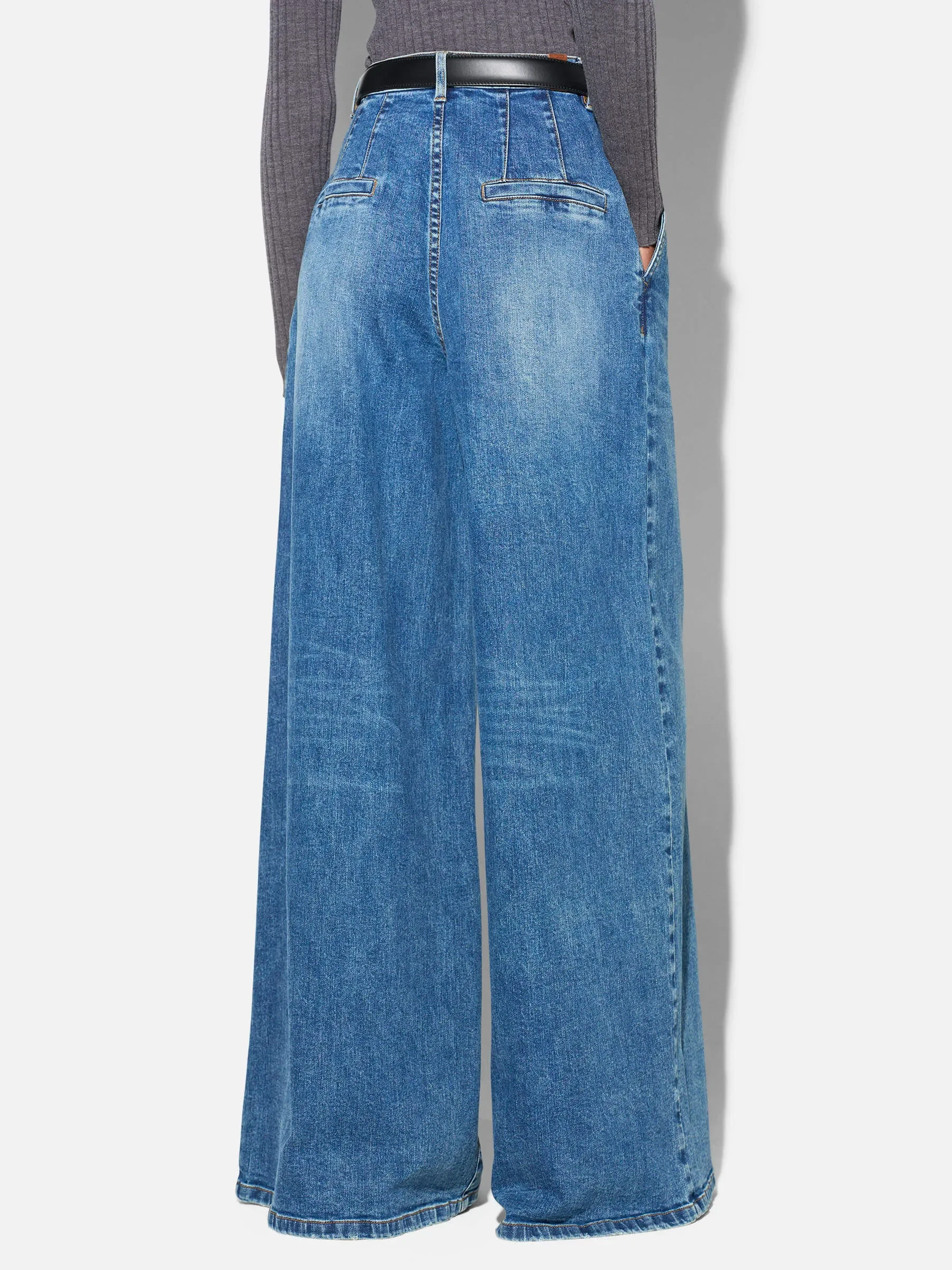 wide leg jeans stretch high rise blauw dollar 258