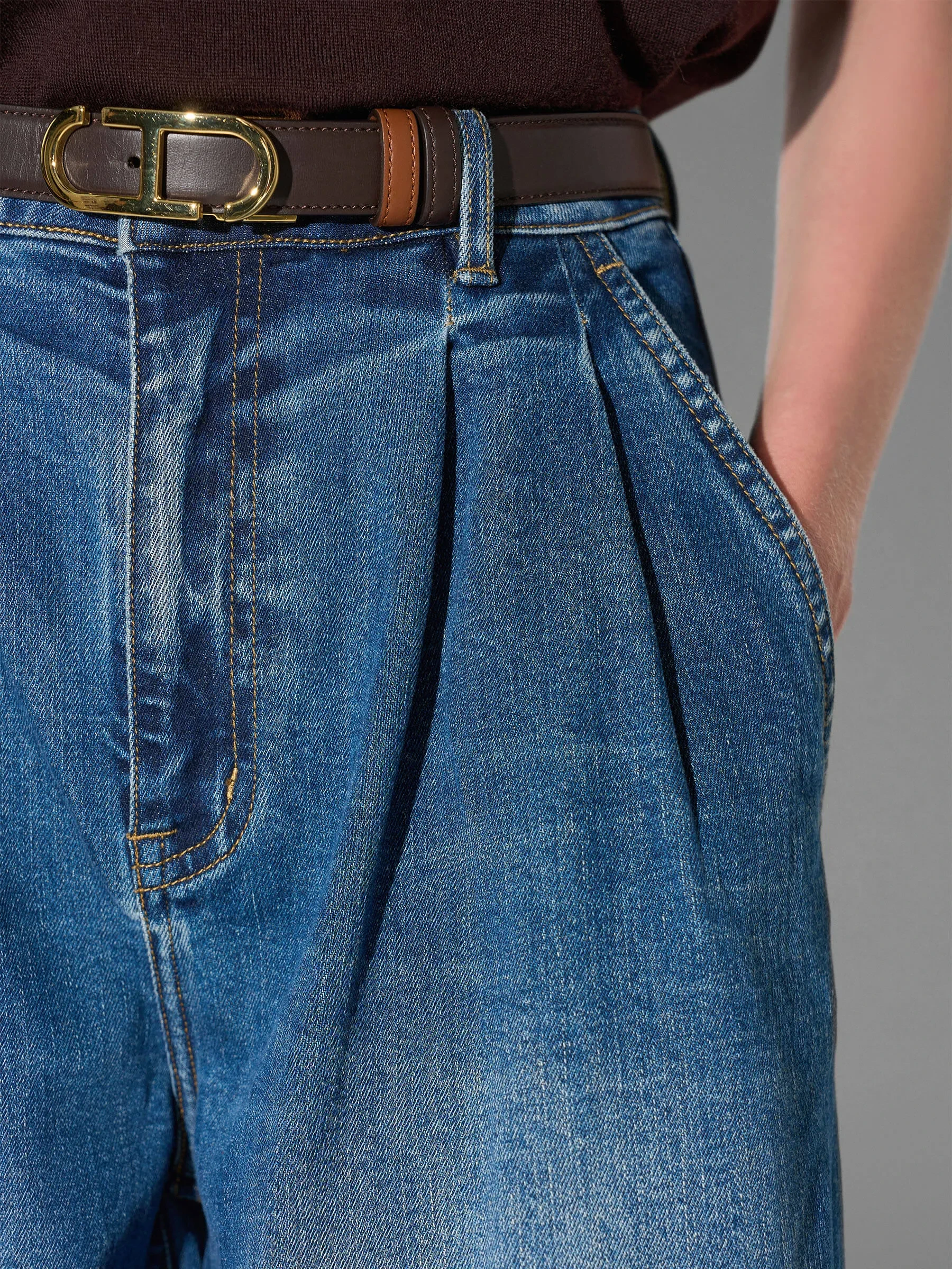 Wide Leg Jeans Stretch High Rise Blauw Dollar 469