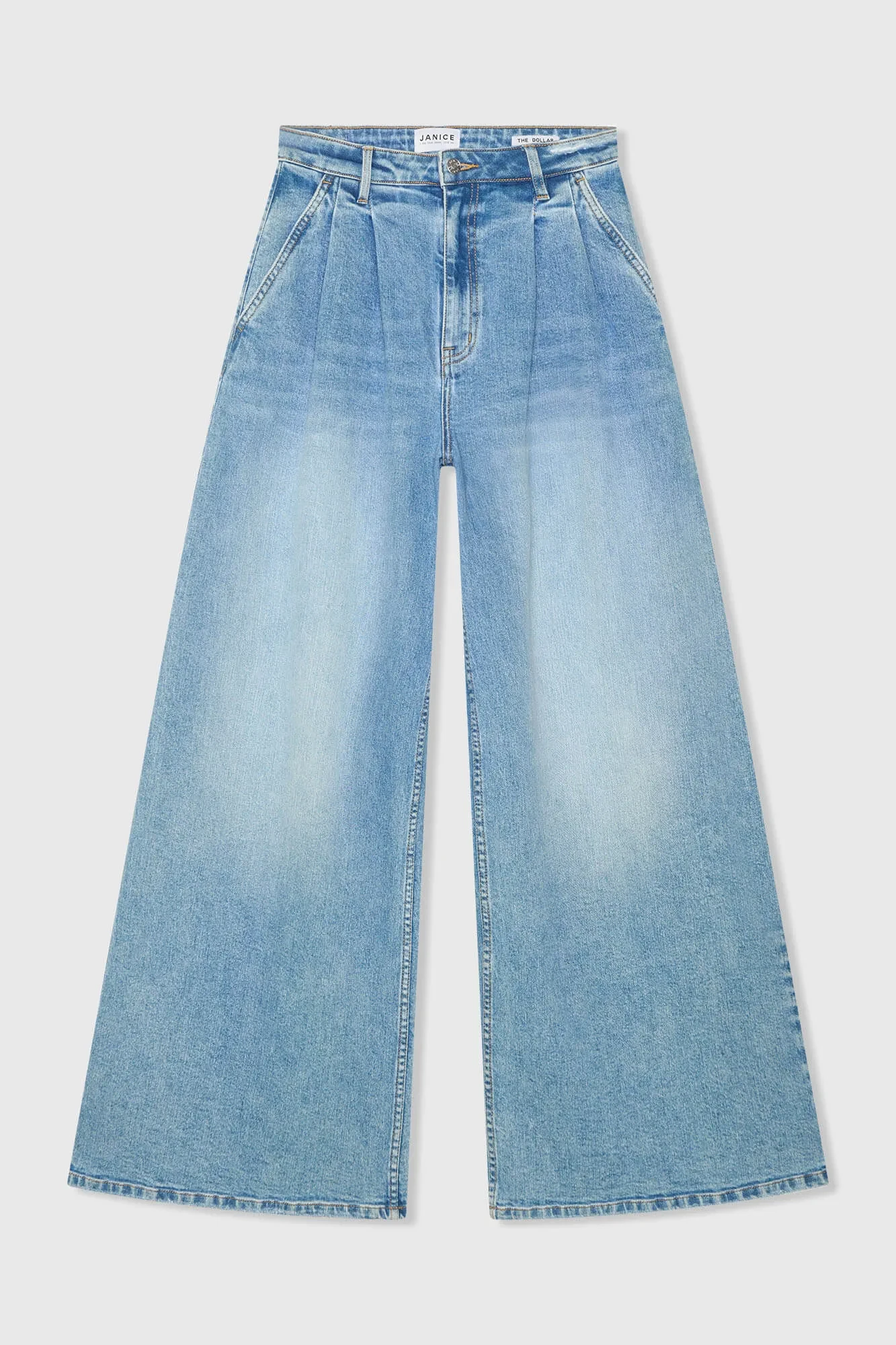 Wide Leg Jeans Stretch High Rise Dollar Blauw 786