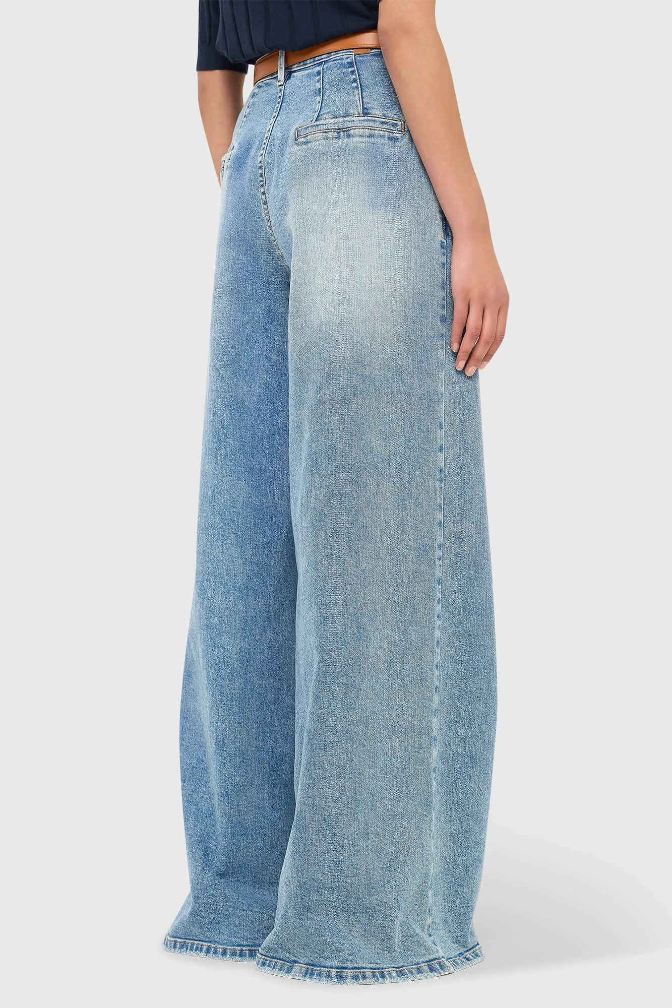 Wide Leg Jeans Stretch High Rise Dollar Blauw 786