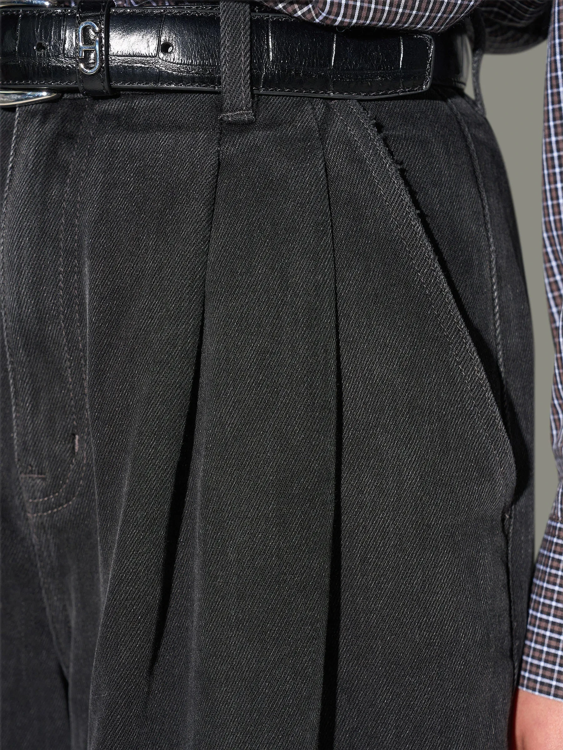Wide Leg Jeans Stretch High Rise Dollar Zwart 813