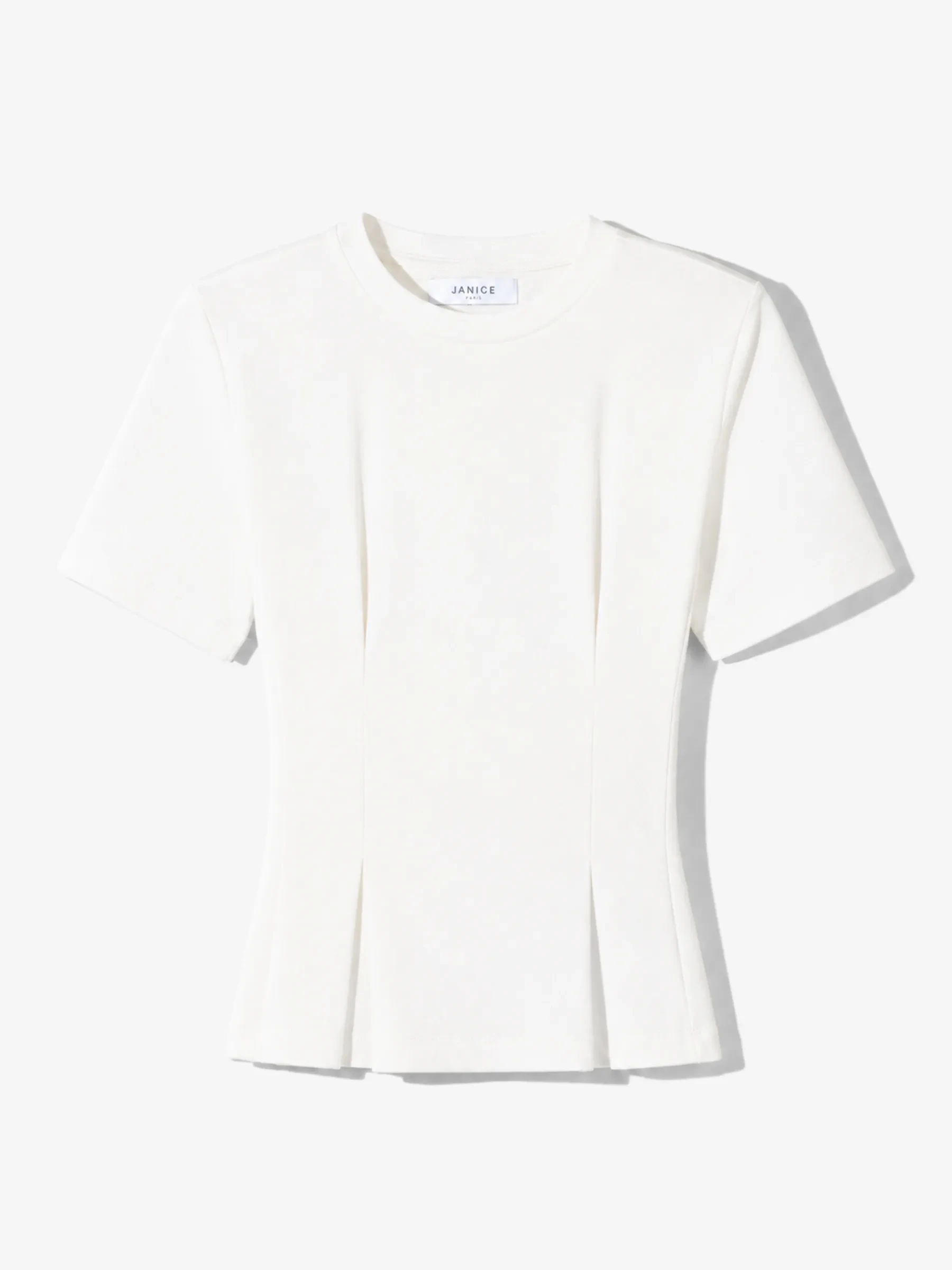 Wit Katoenen Dames Shirt Plooien Taille Keon
