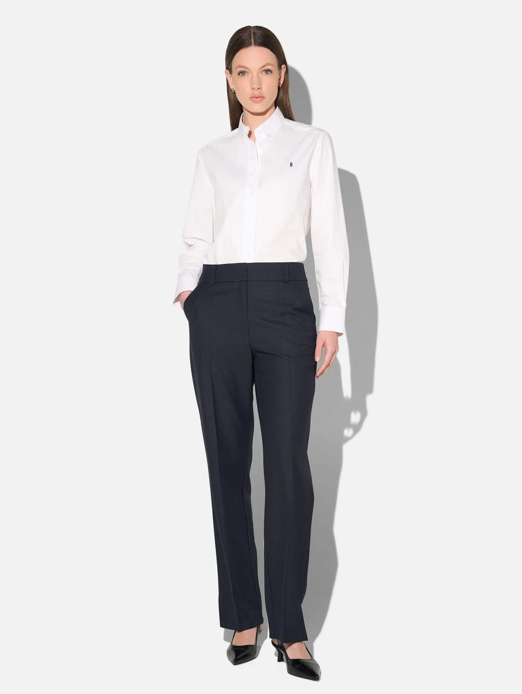 Witte Blouse Dames Katoen Button Down Clint