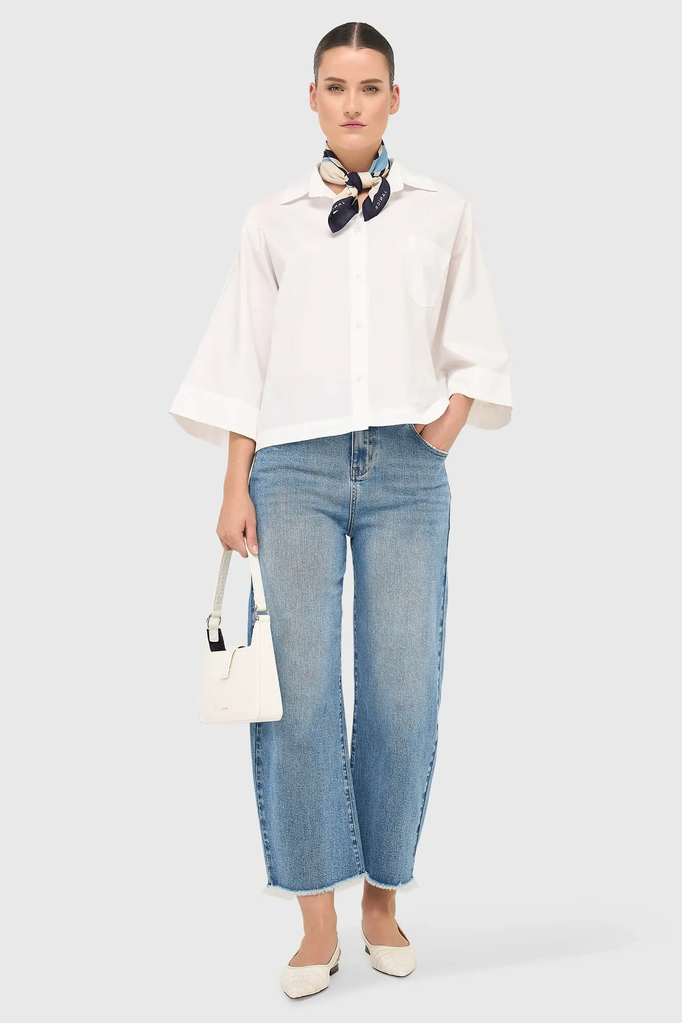 Witte Katoenen Blouse Dames Kimono Carl