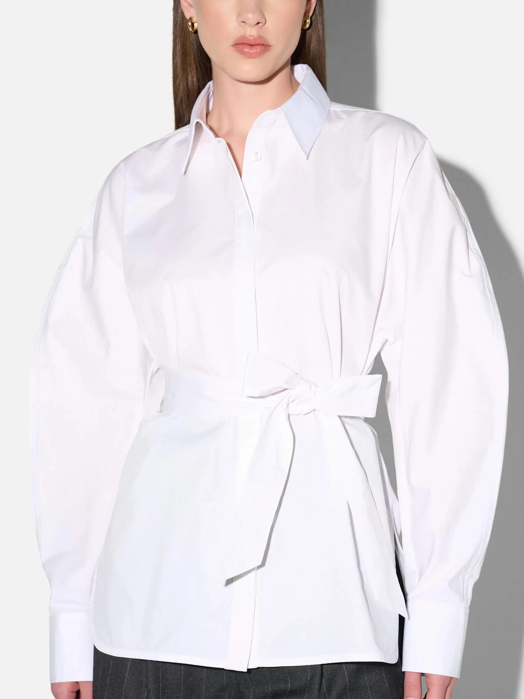 Witte Katoenen Blouse Dames Pof Mouw Glyn