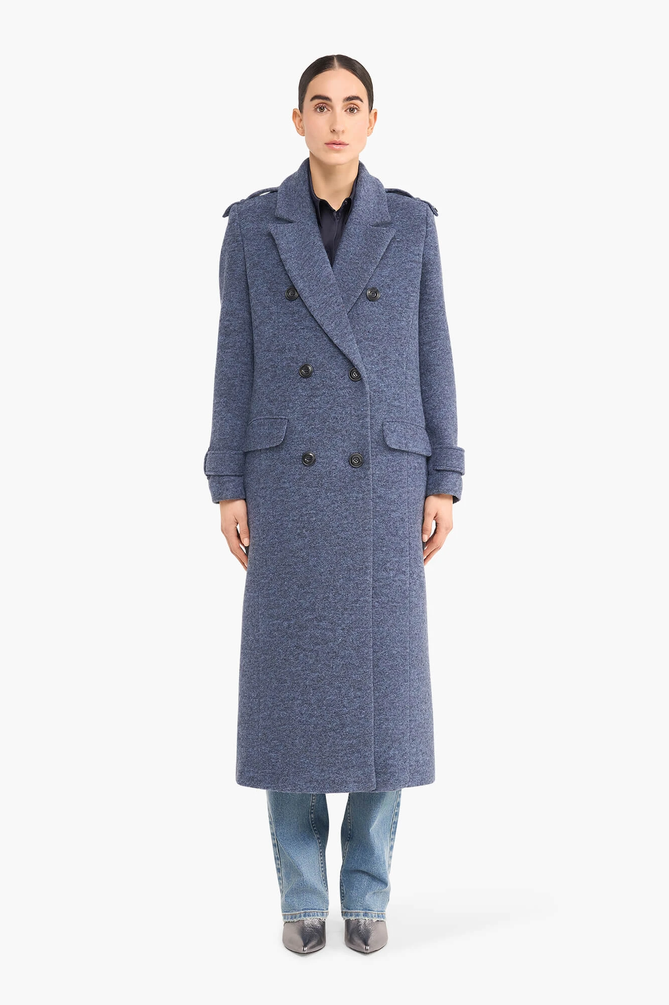 Wollen Lange Dames Jas Lennon Blauw