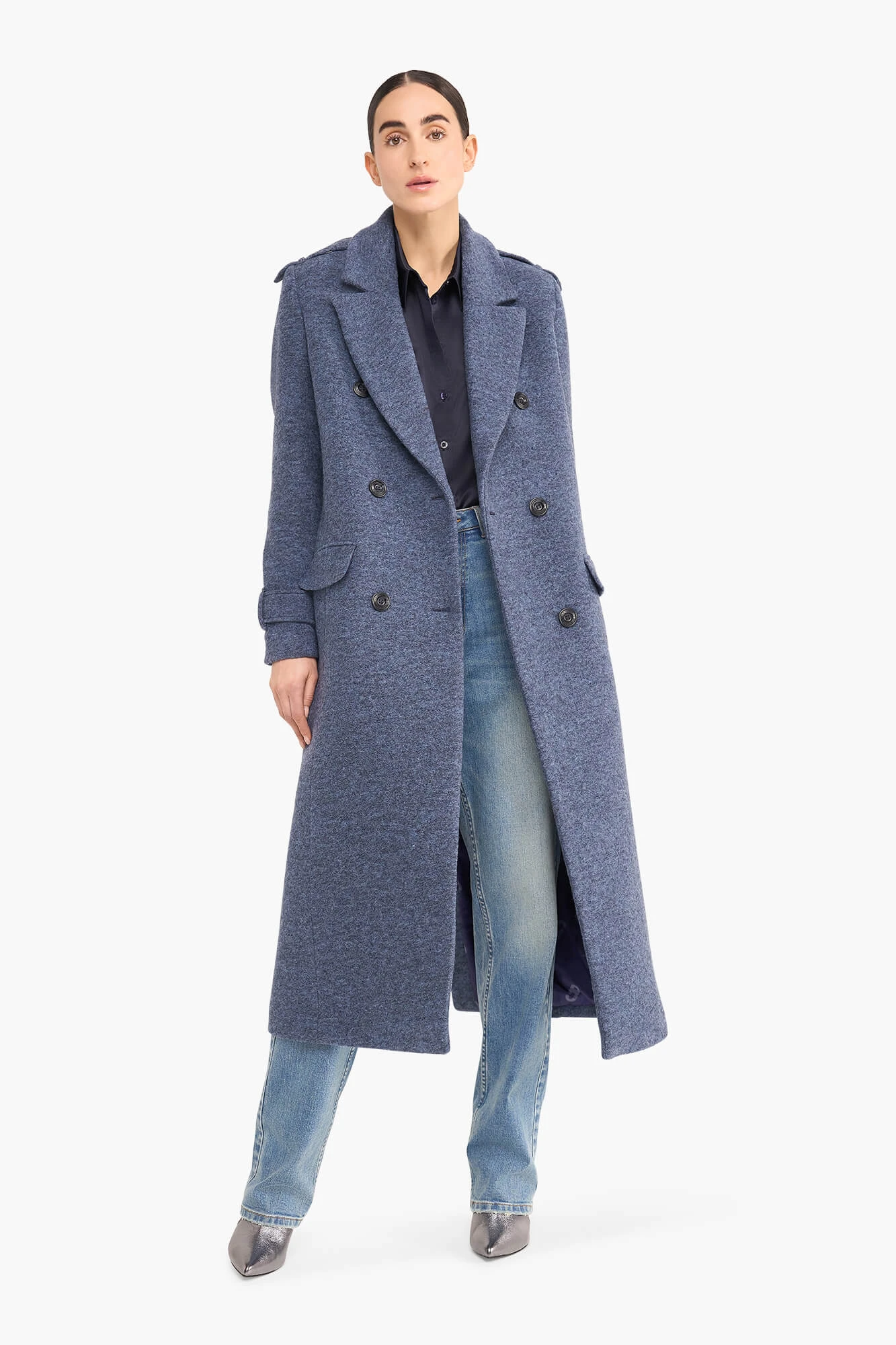 Wollen Lange Dames Jas Lennon Blauw