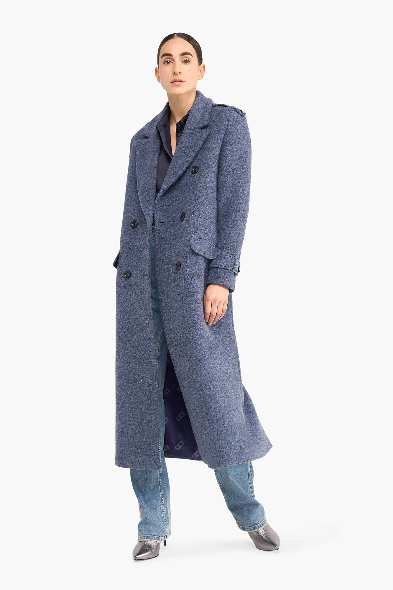 Wollen Lange Dames Jas Lennon Blauw