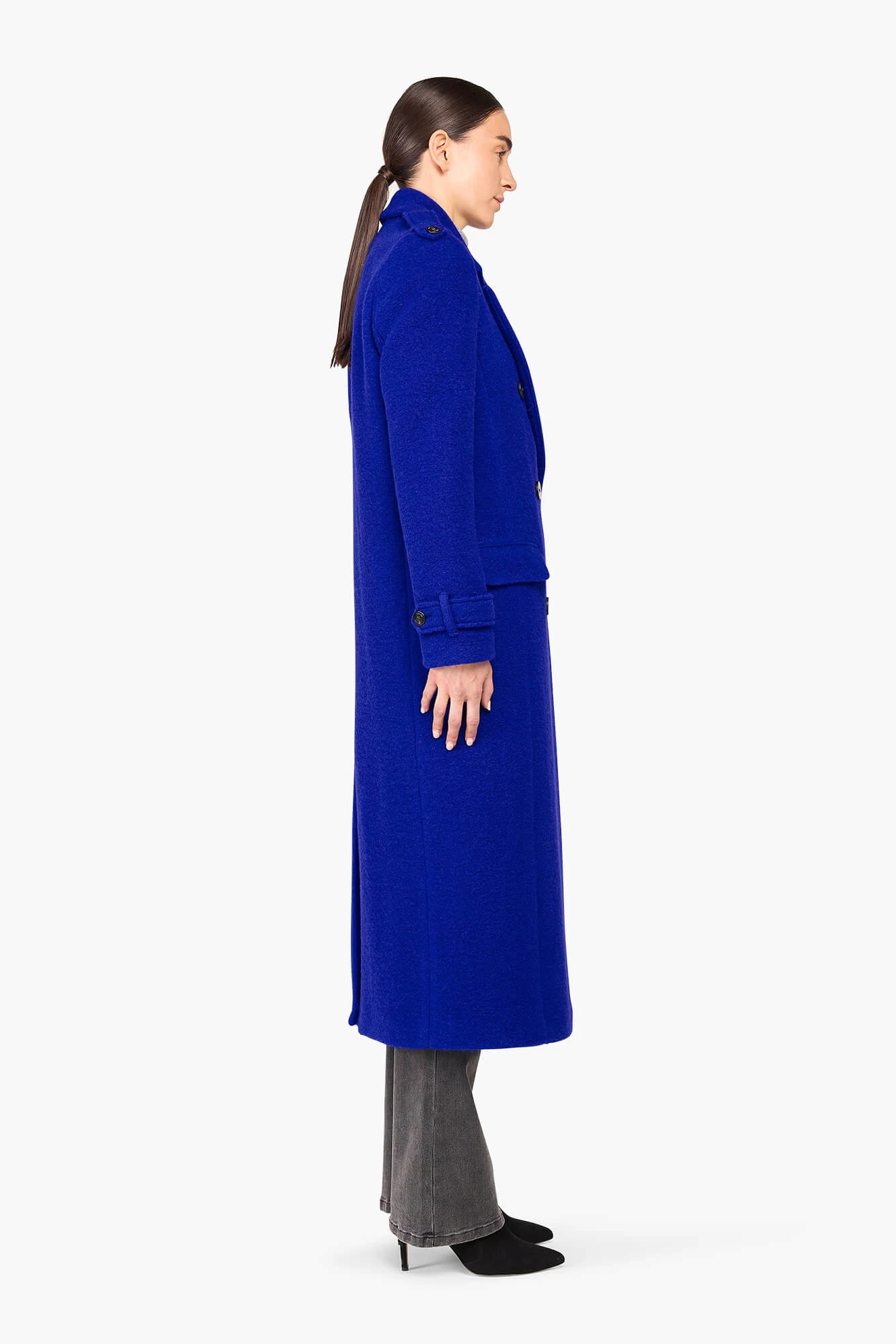 Wollen Lange Dames Jas Lennon Blauw