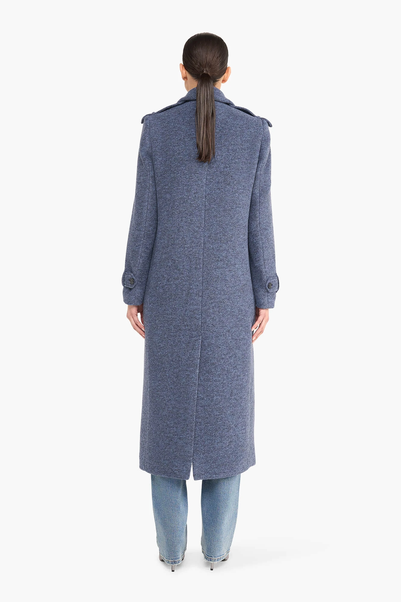 Wollen Lange Dames Jas Lennon Blauw