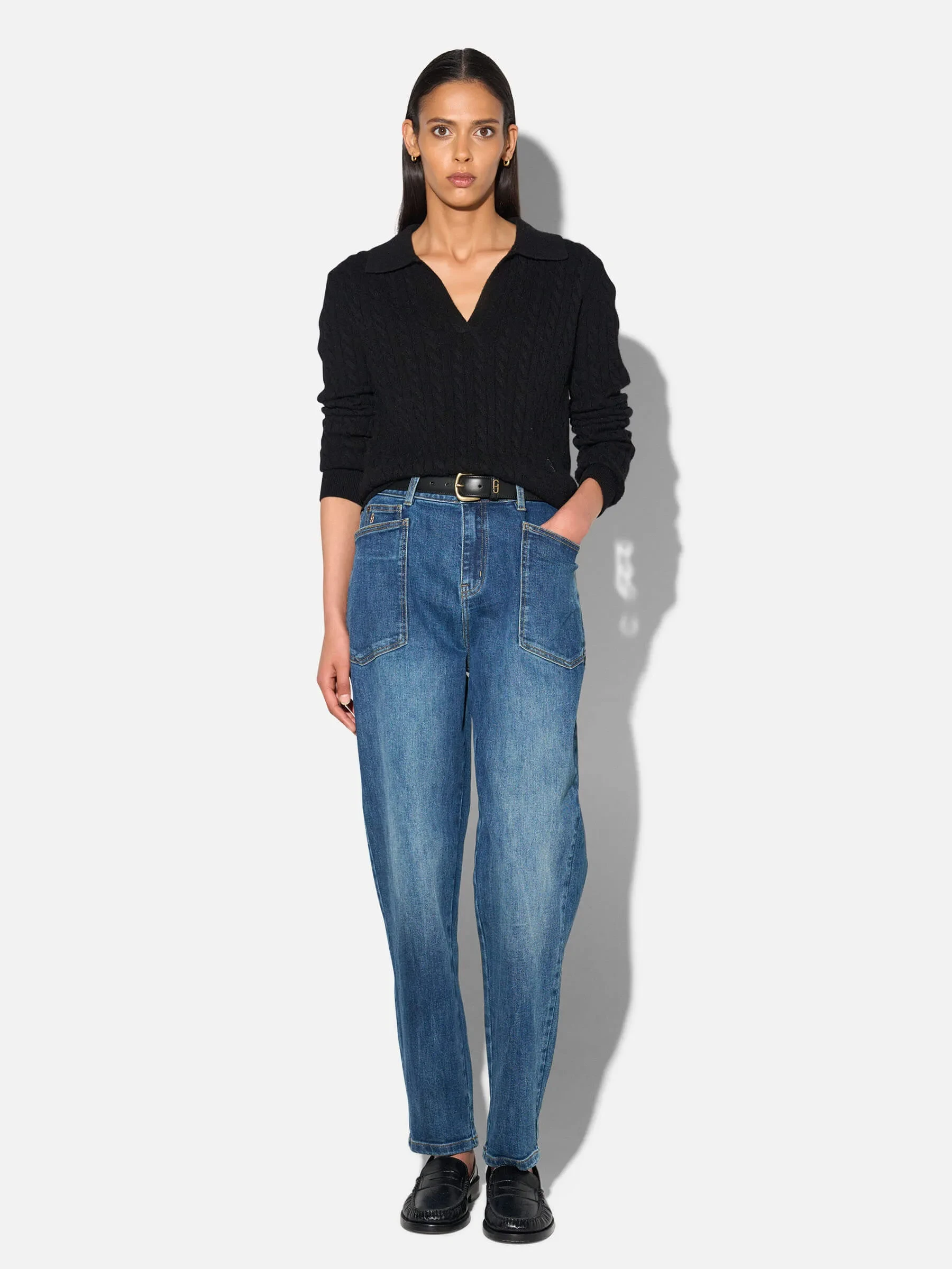 Worker Jeans Dames Barrel Fit Stretch Mid Rise Morrison Blauw 469